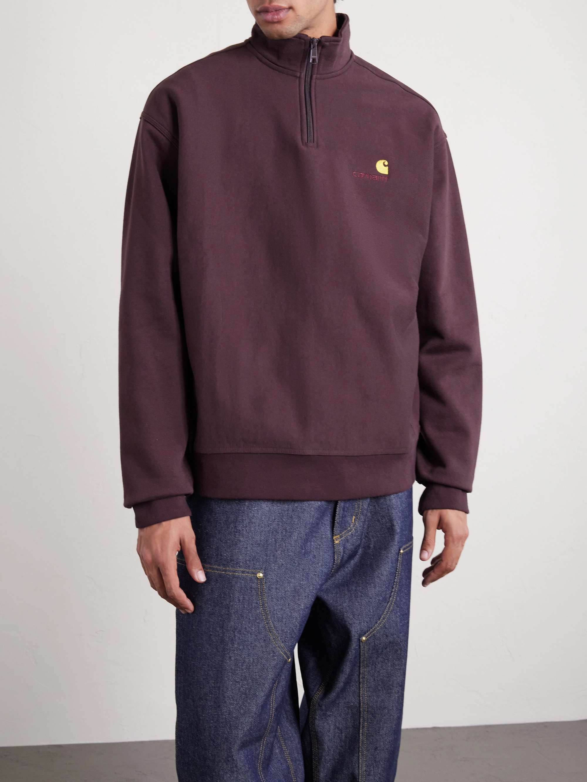 CARHARTT WIP American Script Sweatshirt aus Jersey aus einer Baumwollmischung mit kurzem Reißverschluss