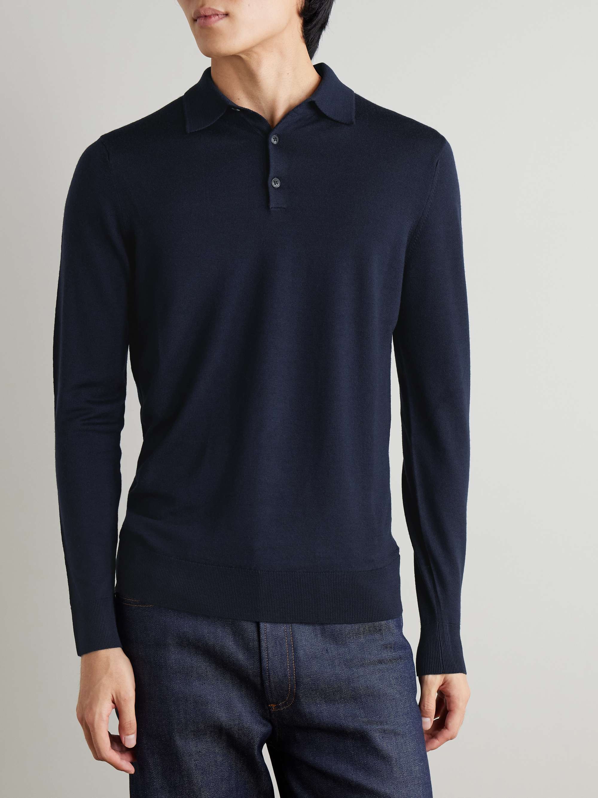 SUNSPEL Slim-Fit Merino Wool Polo Shirt
