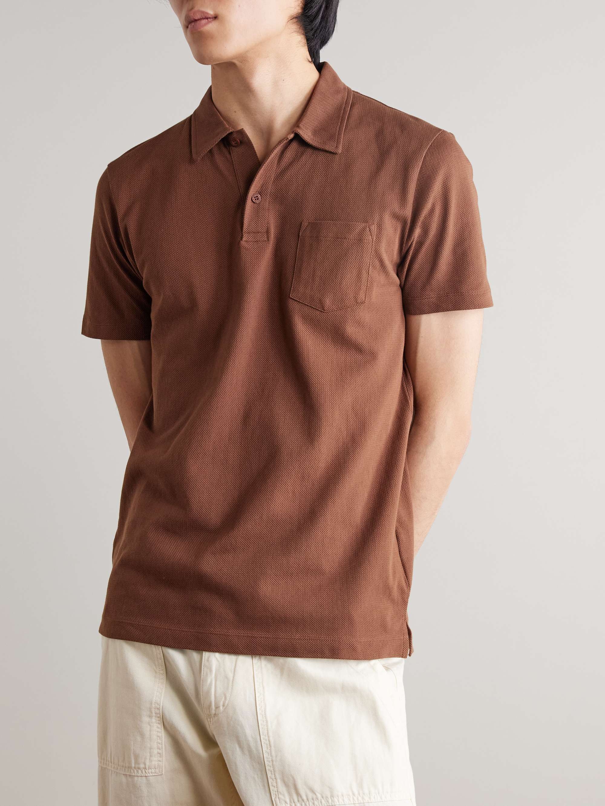 SUNSPEL Riviera schmal geschnittenes Polohemd aus Baumwoll-Mesh
