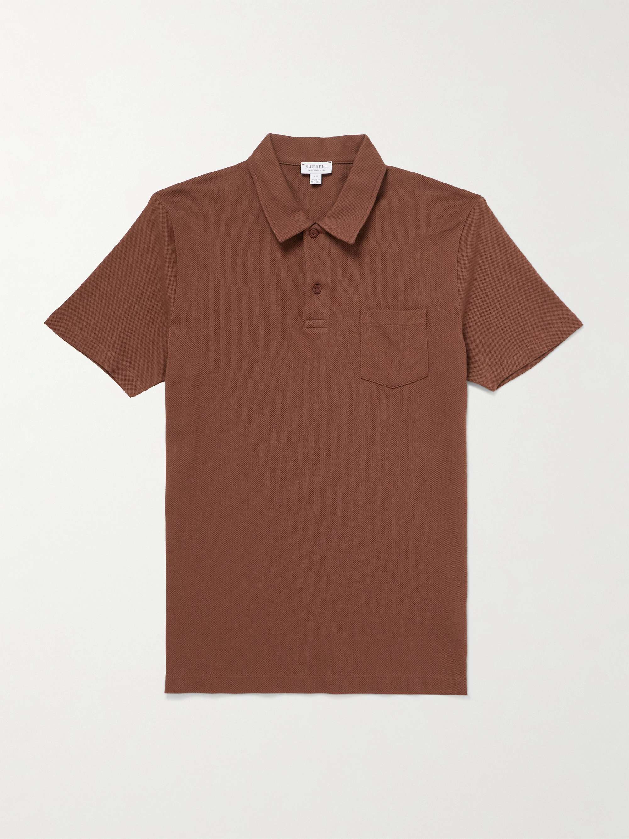SUNSPEL Riviera schmal geschnittenes Polohemd aus Baumwoll-Mesh