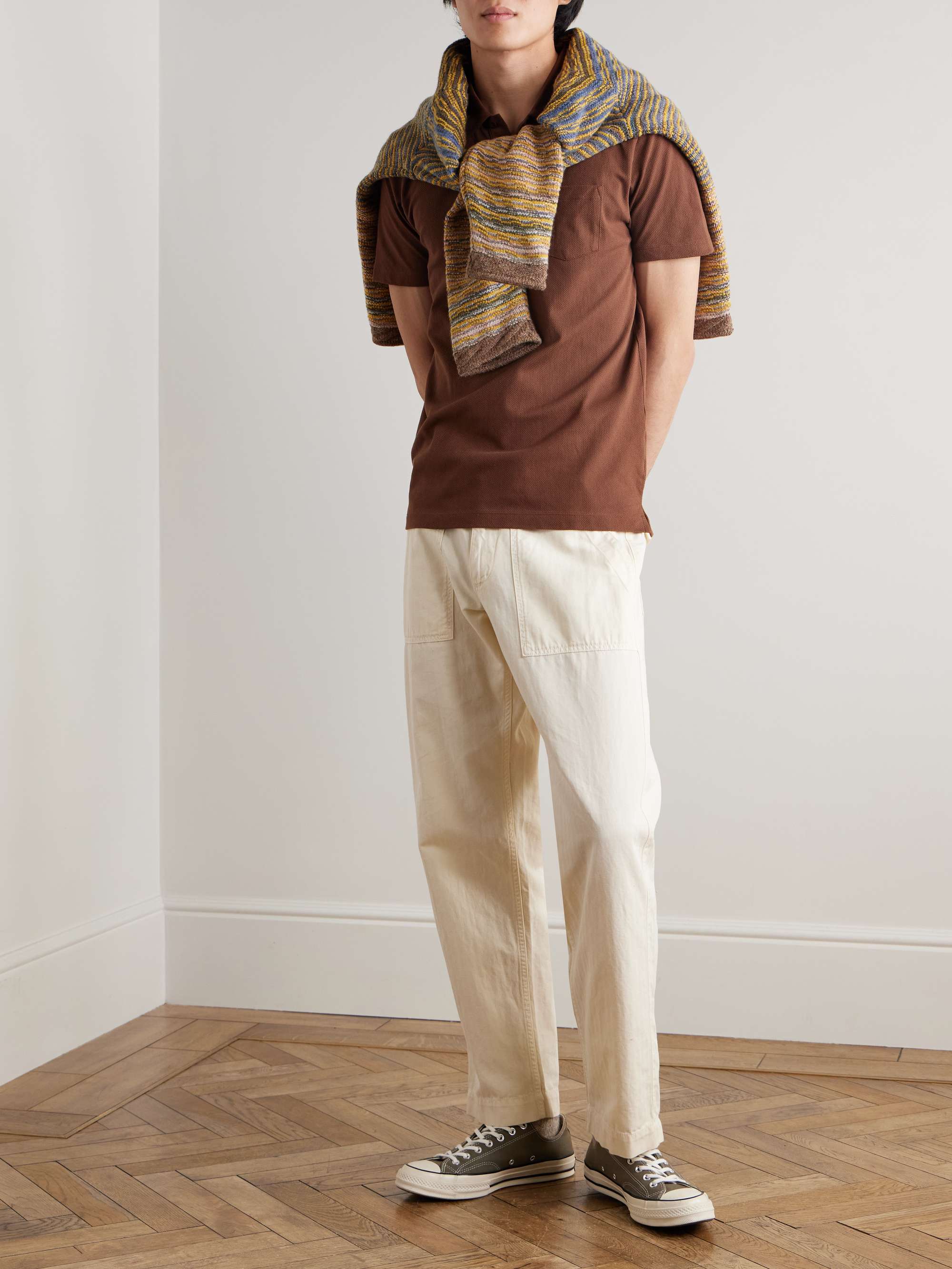 SUNSPEL Riviera schmal geschnittenes Polohemd aus Baumwoll-Mesh