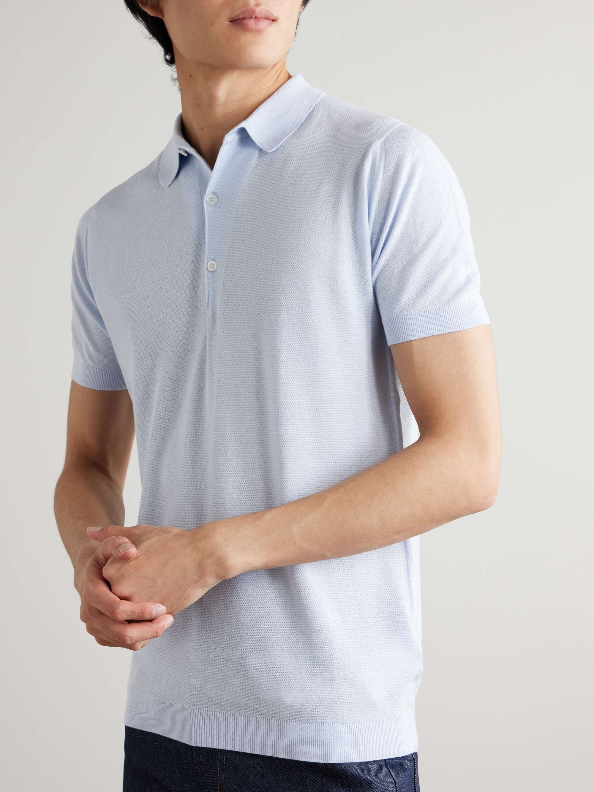 JOHN SMEDLEY Roth Slim-Fit Sea Island Cotton-Piqué Polo Shirt