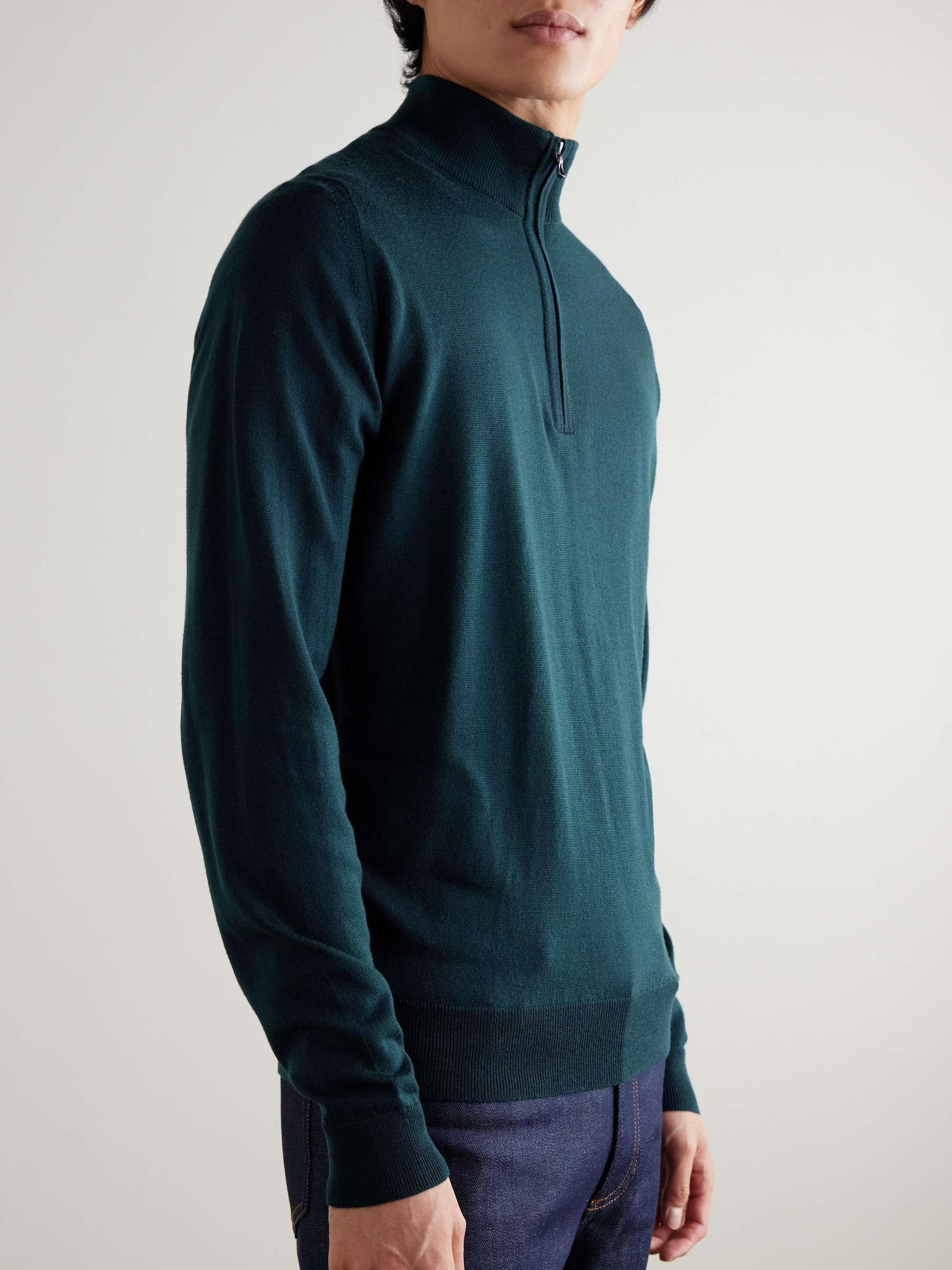 JOHN SMEDLEY Tapton Slim-Fit Merino Wool Half-Zip Sweater