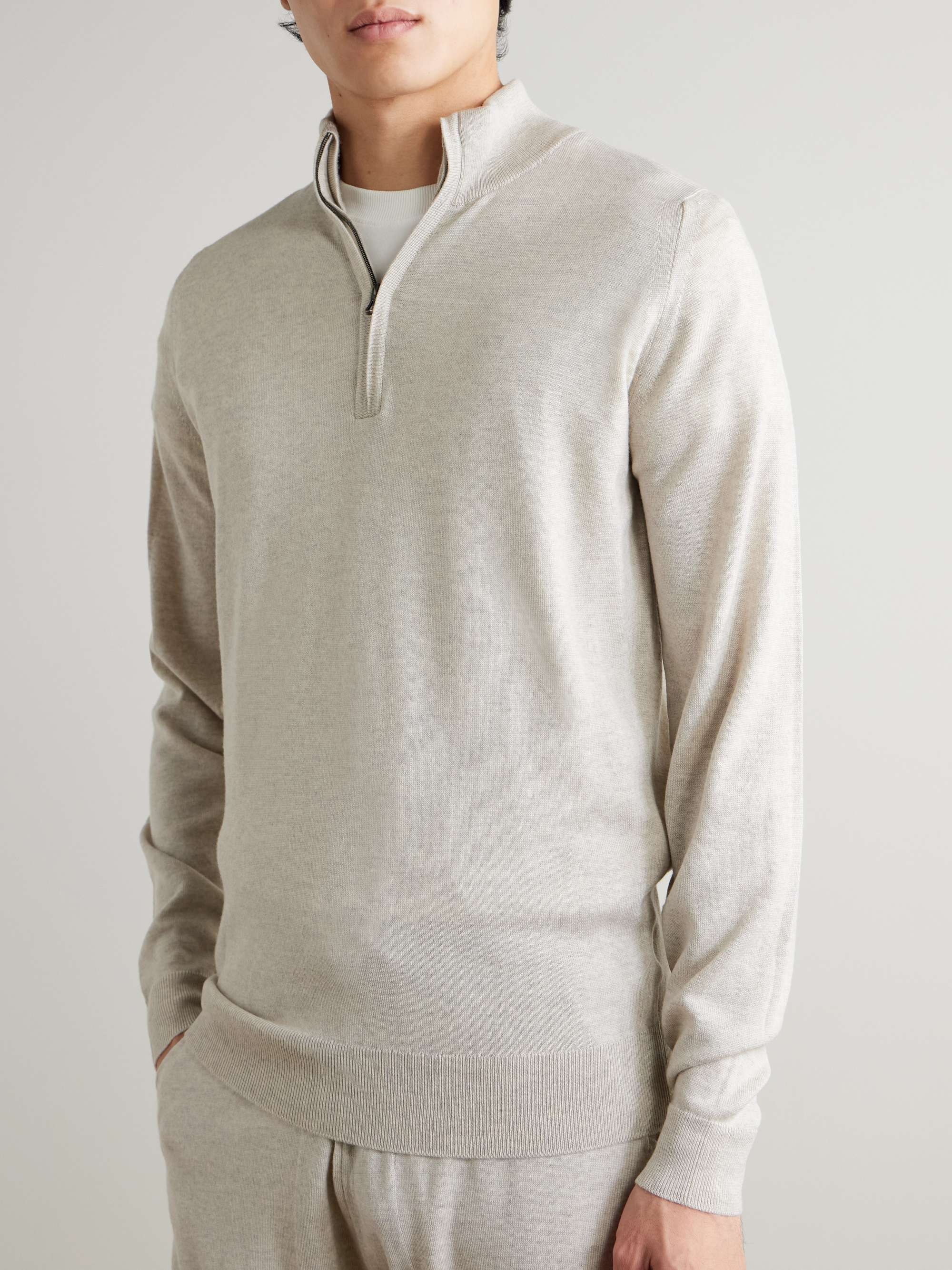 JOHN SMEDLEY Tapton Slim-Fit Merino Wool Half-Zip Sweater