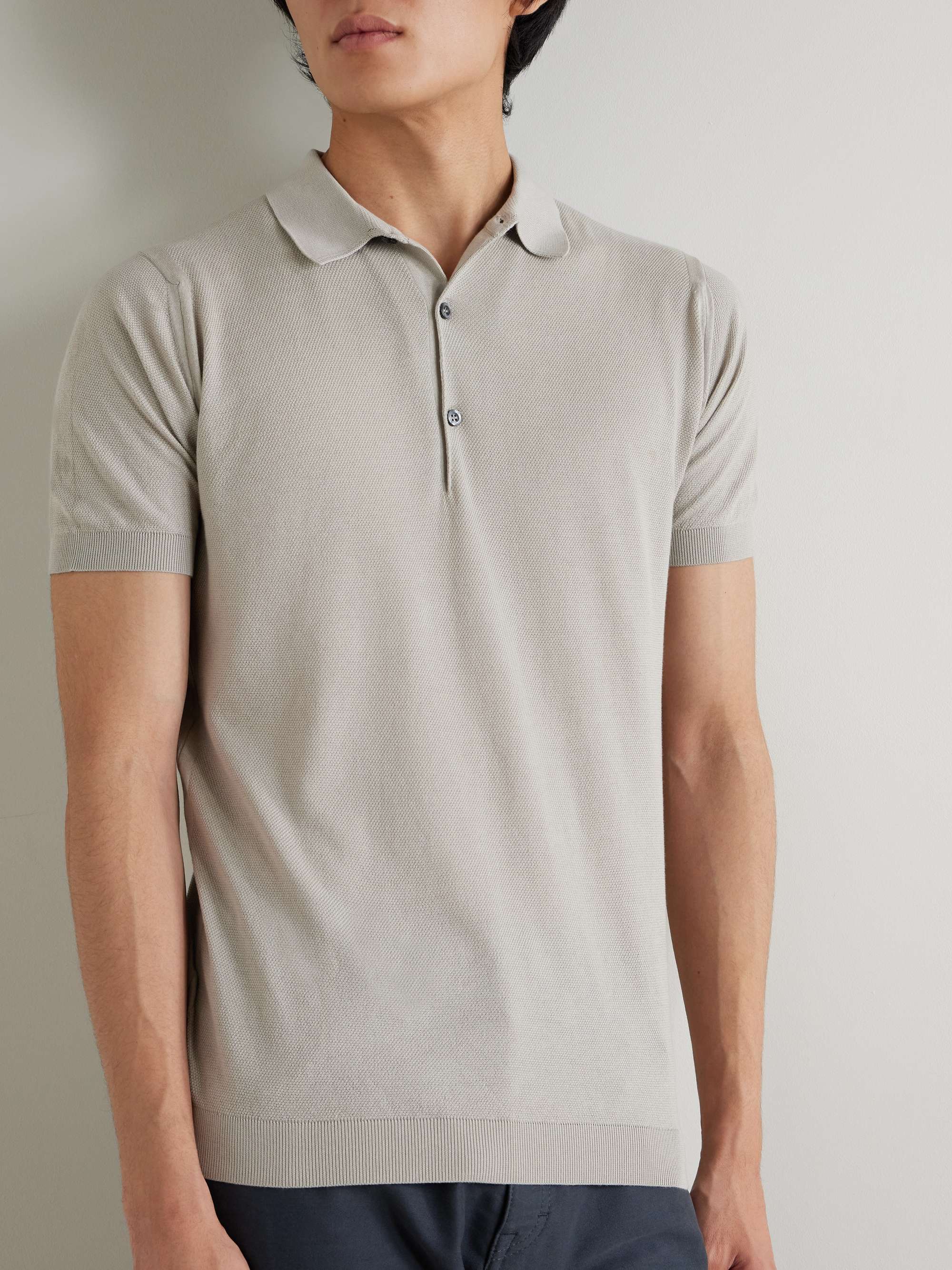 JOHN SMEDLEY Roth Slim-Fit Sea Island Cotton-Piqué Polo Shirt