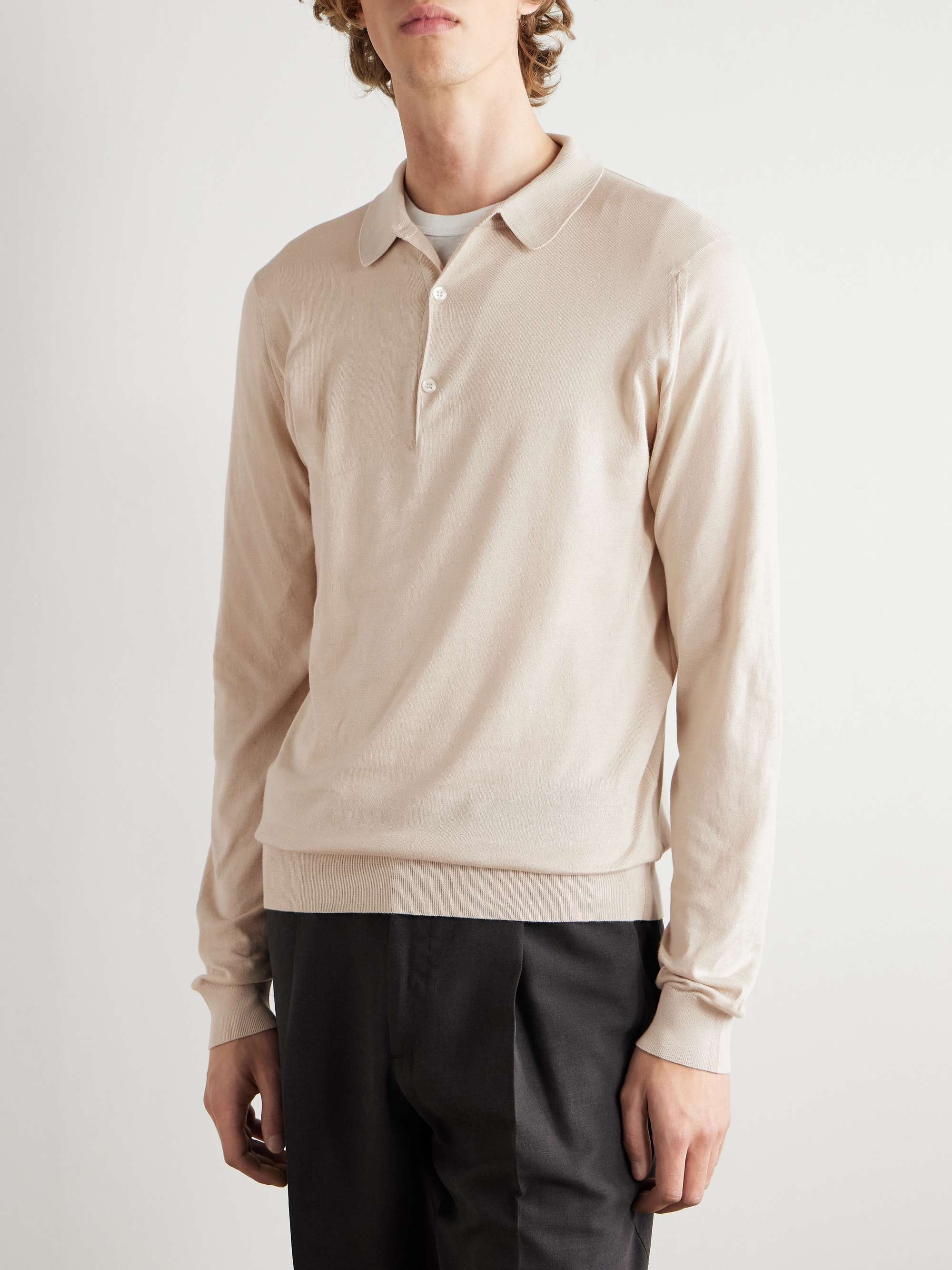 JOHN SMEDLEY كنزة بولو Bradwell من قطن Sea Island بقصة ضيقة