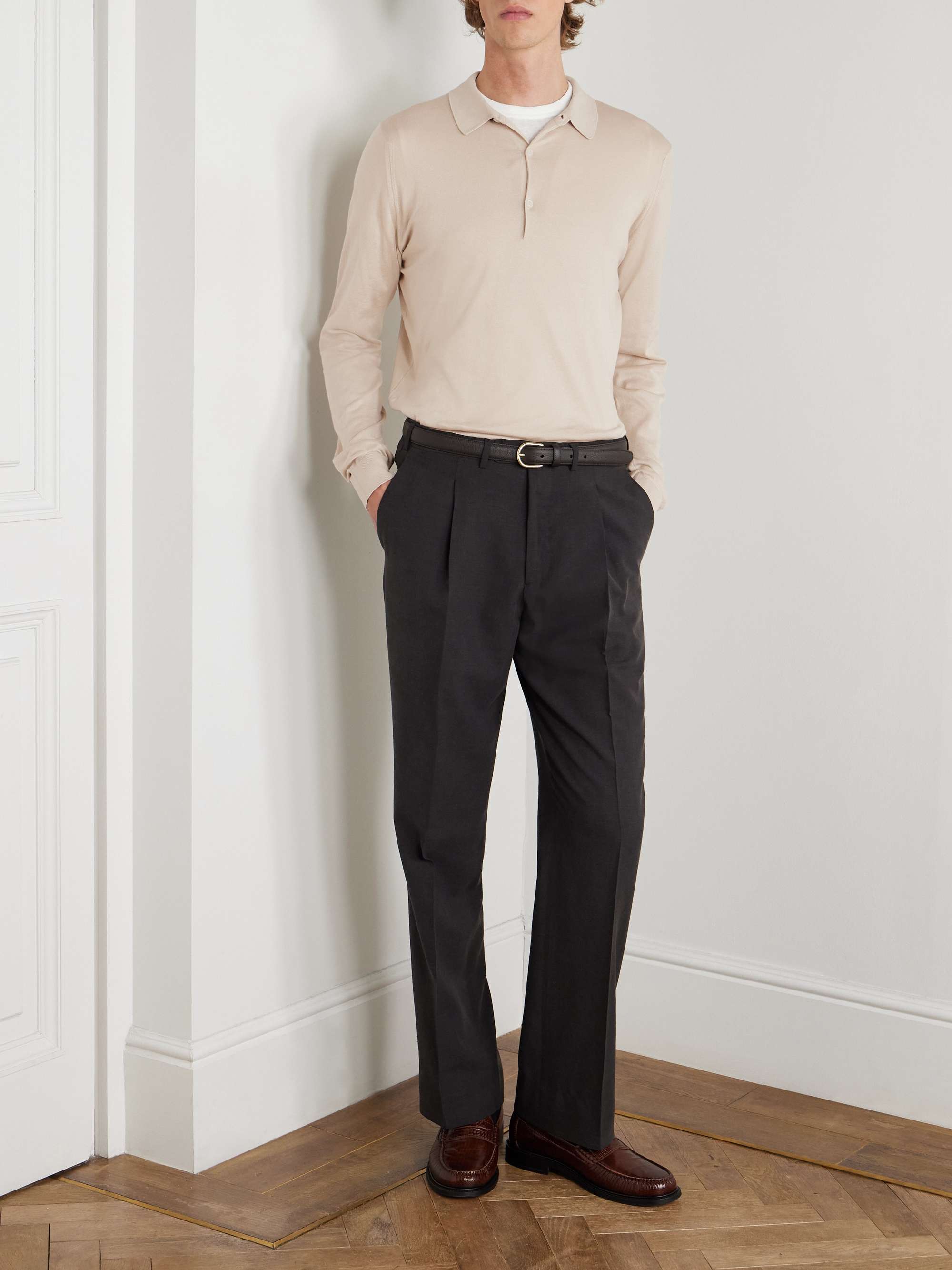 JOHN SMEDLEY كنزة بولو Bradwell من قطن Sea Island بقصة ضيقة