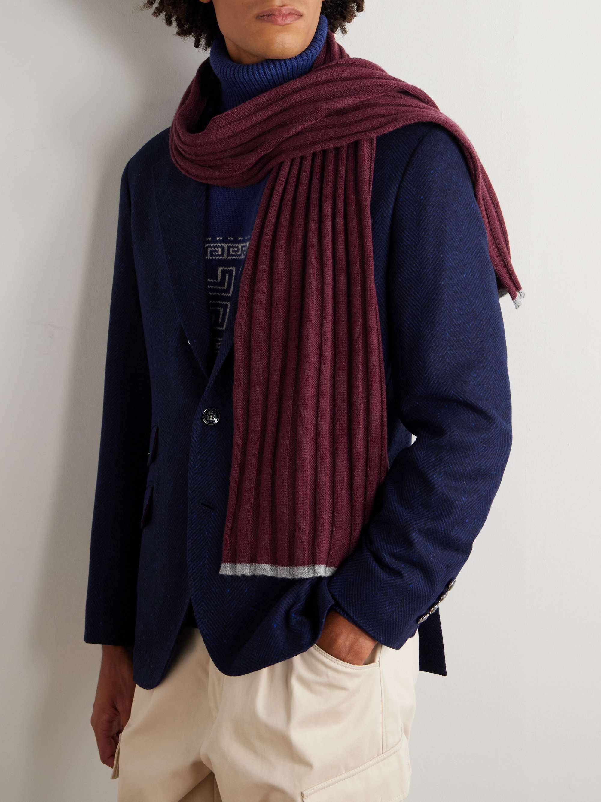 BRUNELLO CUCINELLI وشاح من الكشمير المضلّع