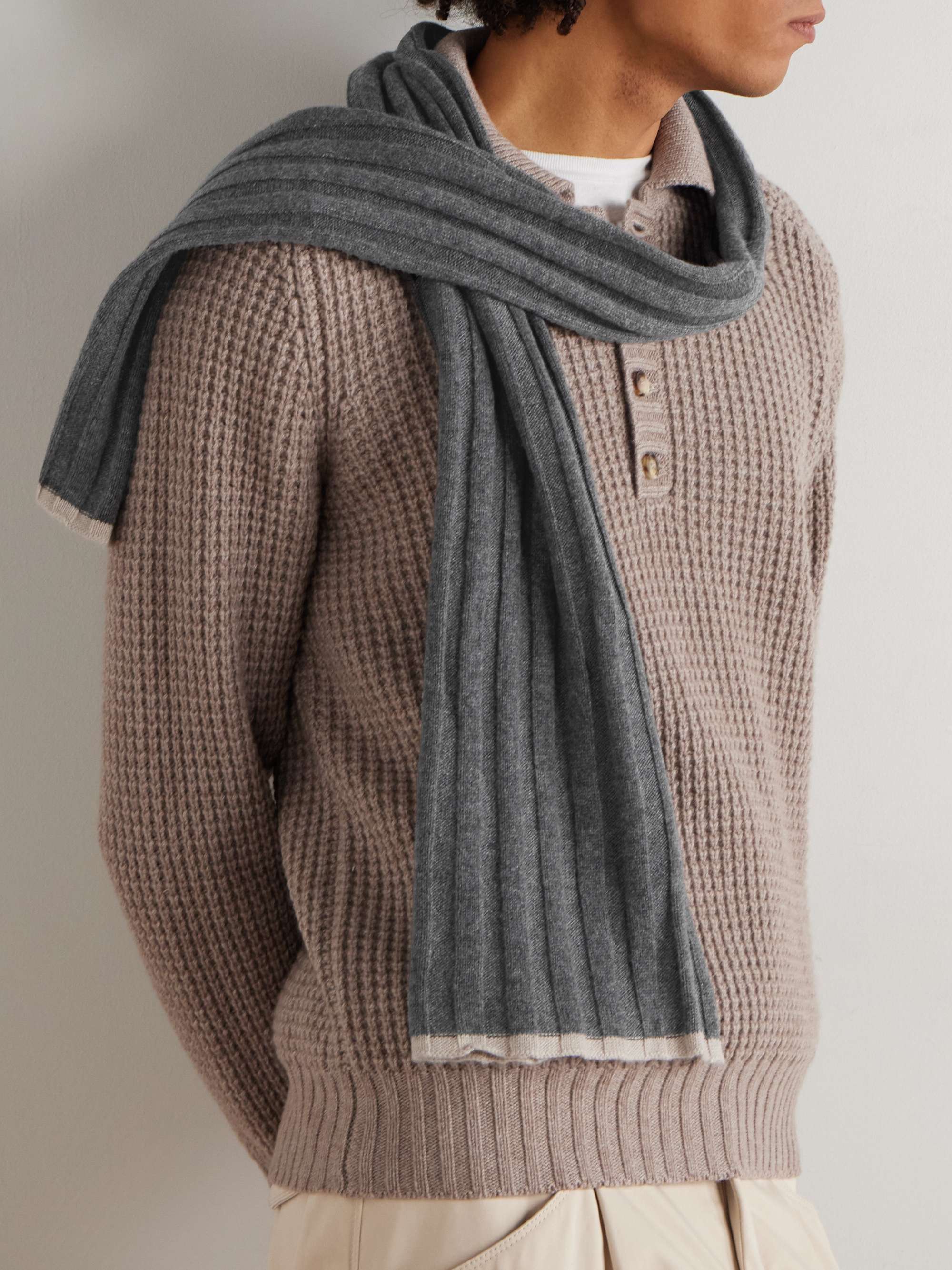 BRUNELLO CUCINELLI وشاح من الكشمير المضلّع