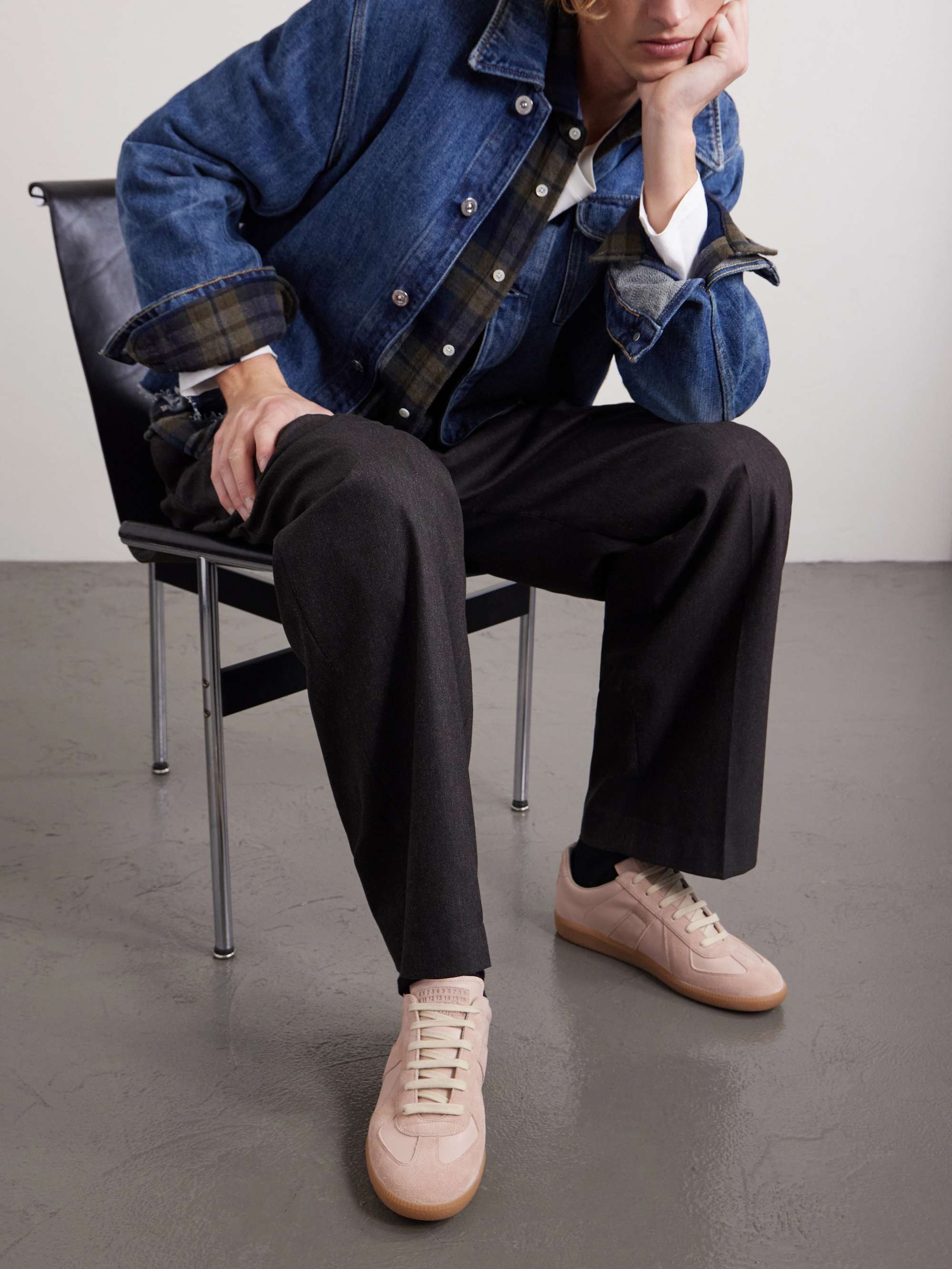 MAISON MARGIELA Replica Leather and Suede Sneakers