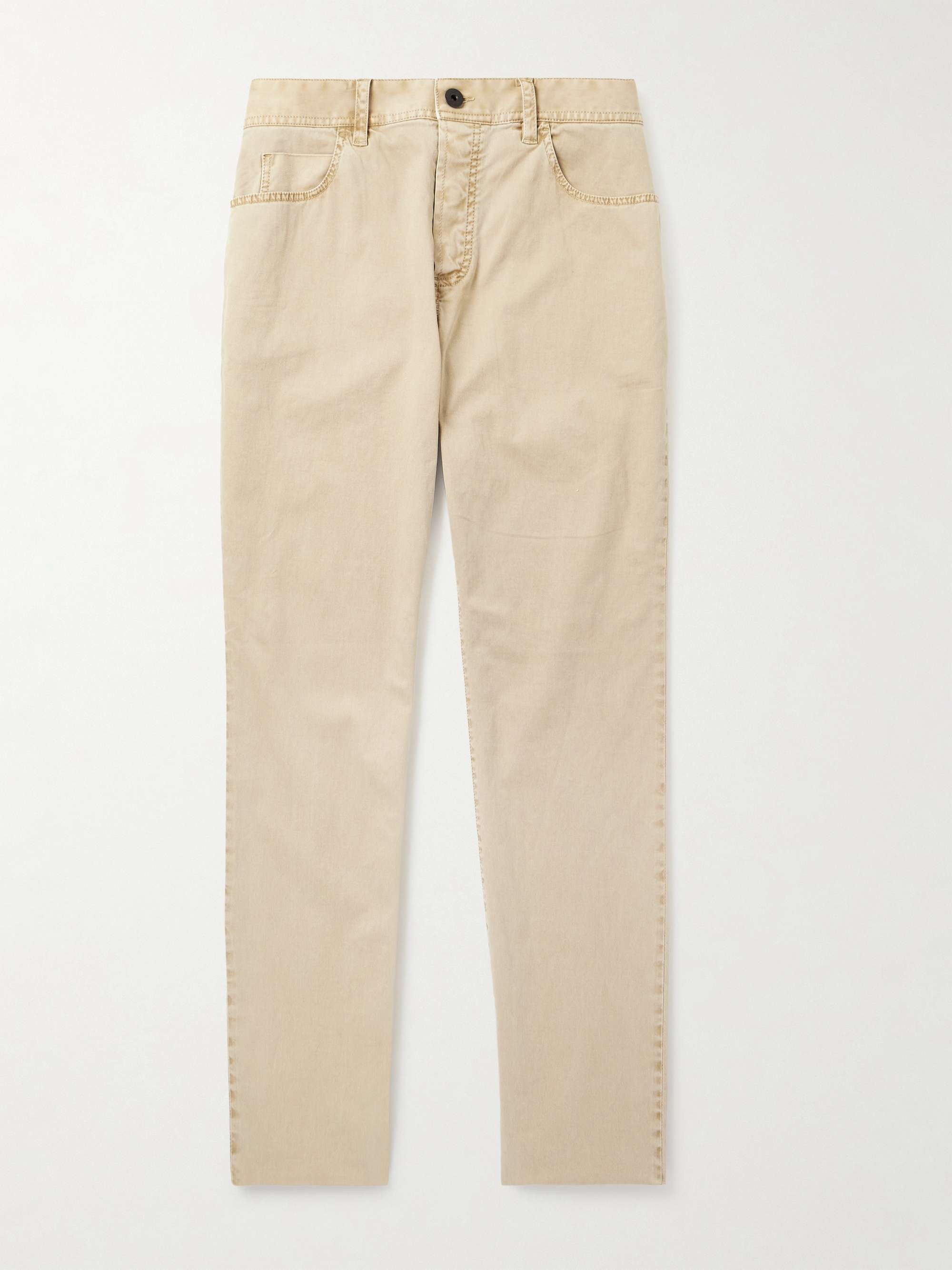 JAMES PERSE Straight-Leg Brushed Cotton-Blend Twill Trousers