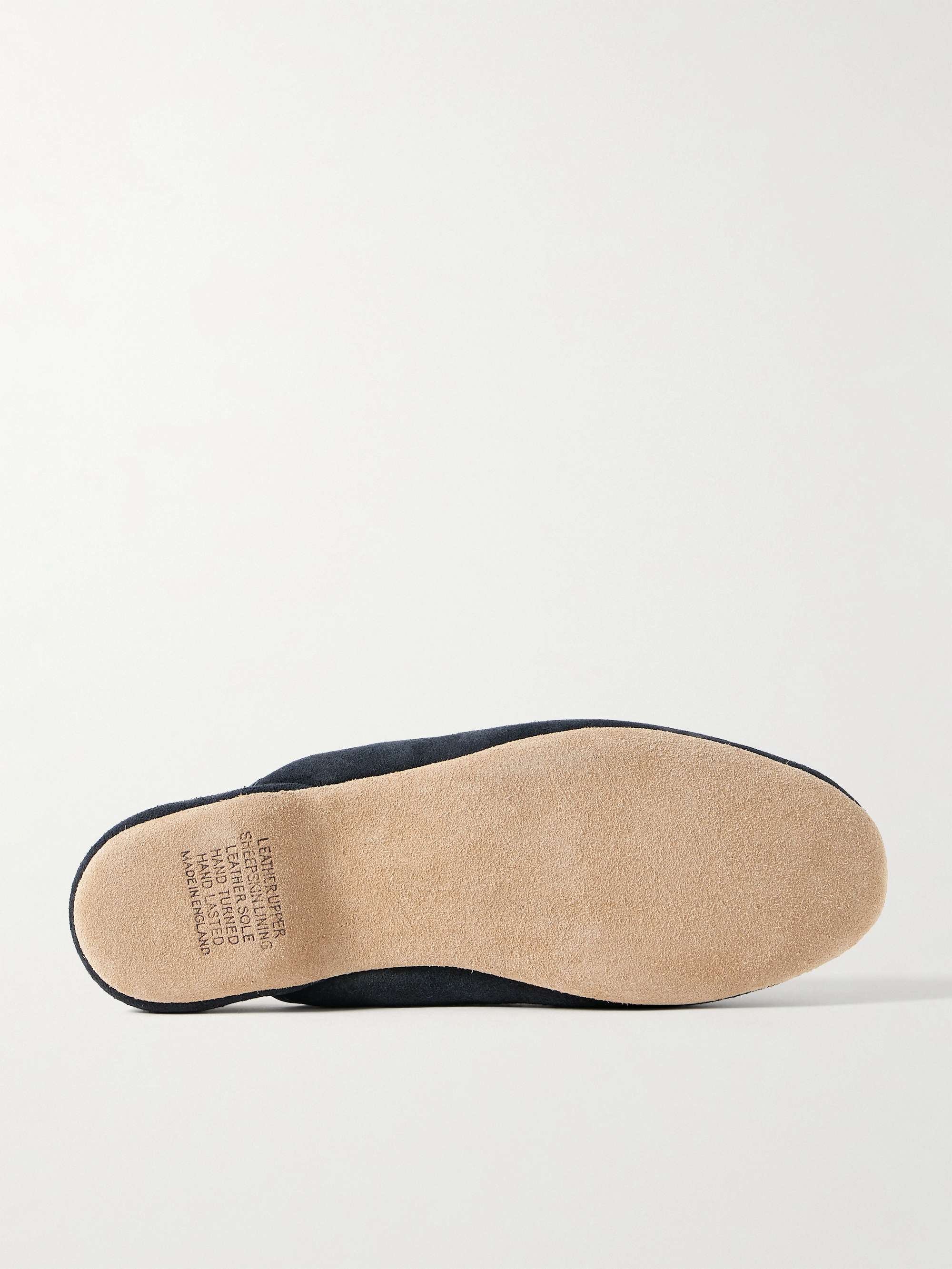 DEREK ROSE Shearling-Lined Suede Slippers