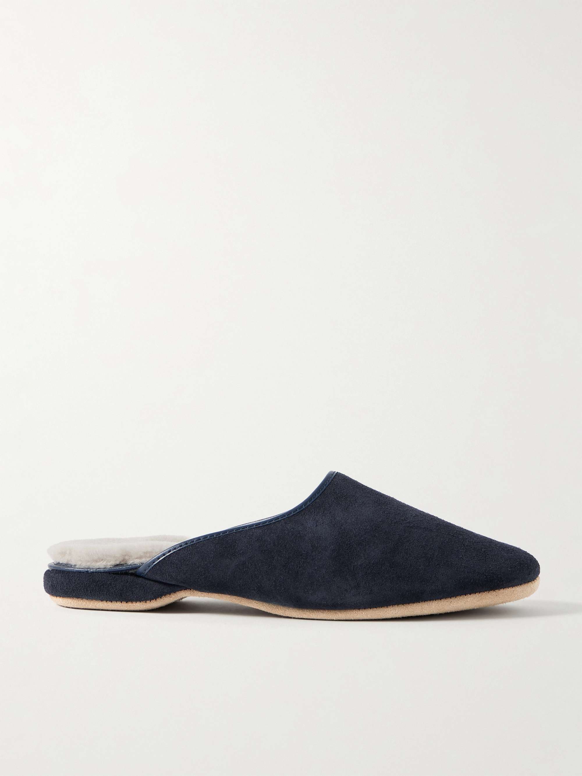 DEREK ROSE Shearling-Lined Suede Slippers