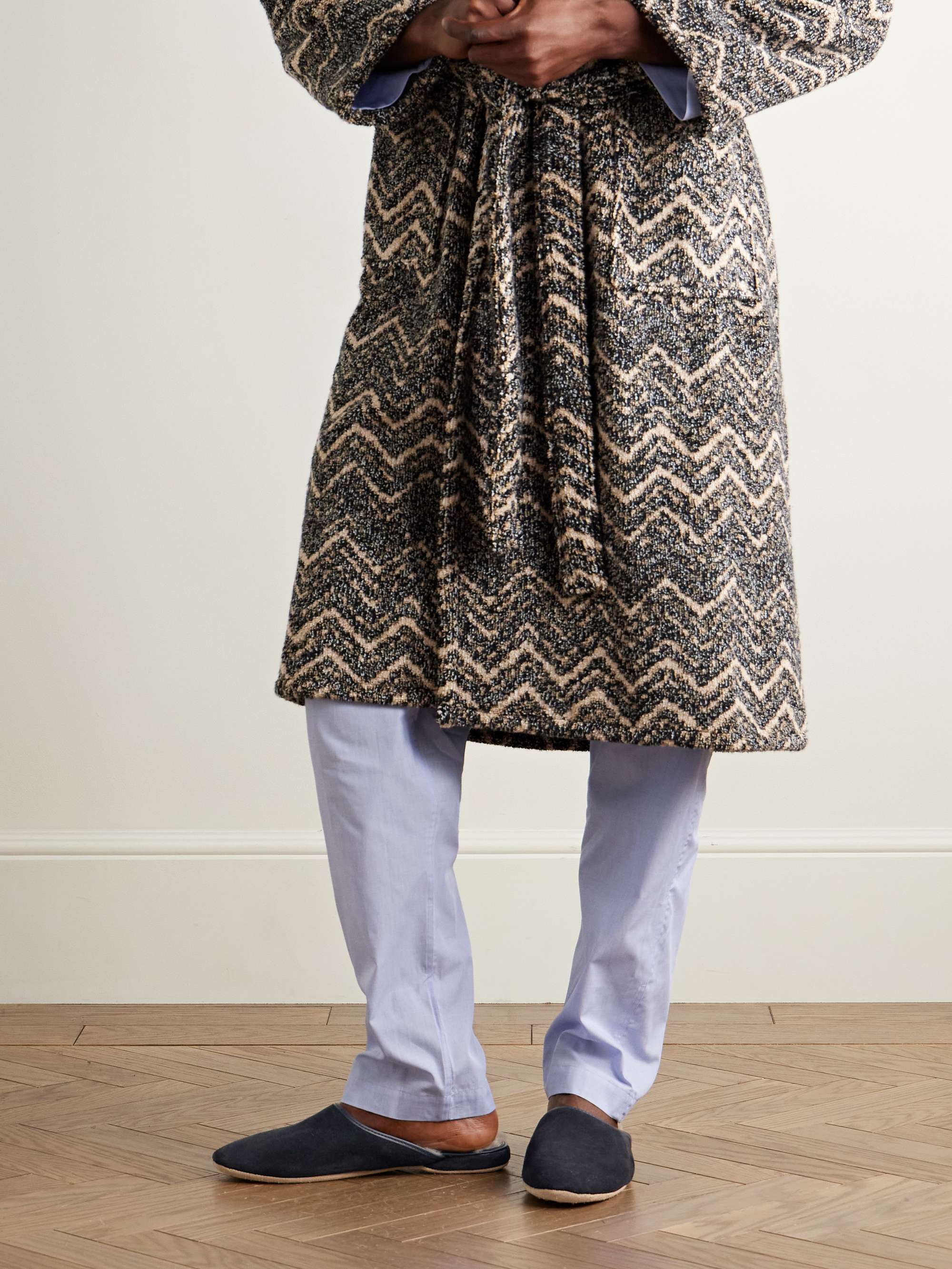 DEREK ROSE Shearling-Lined Suede Slippers