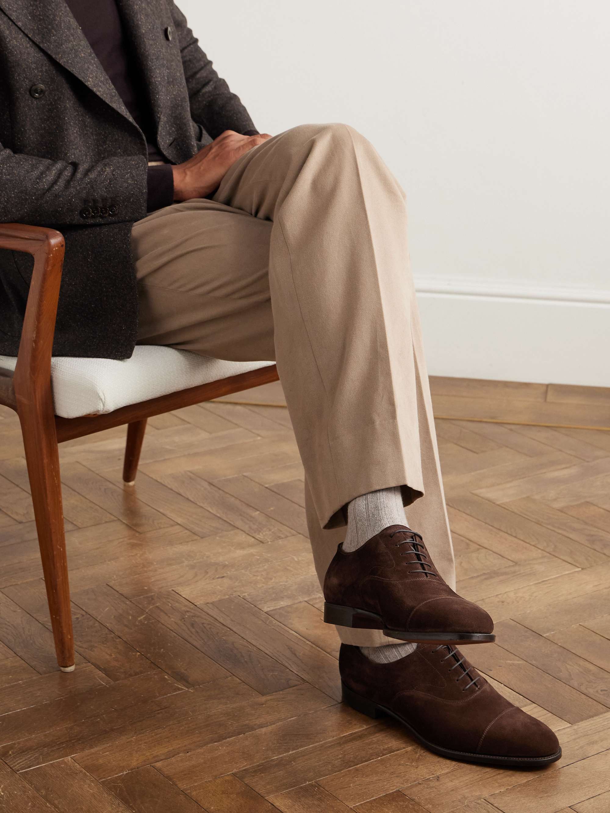 EDWARD GREEN حذاء أوكسفورد Chelsea بدرزة أمامية من الجلد اللامع