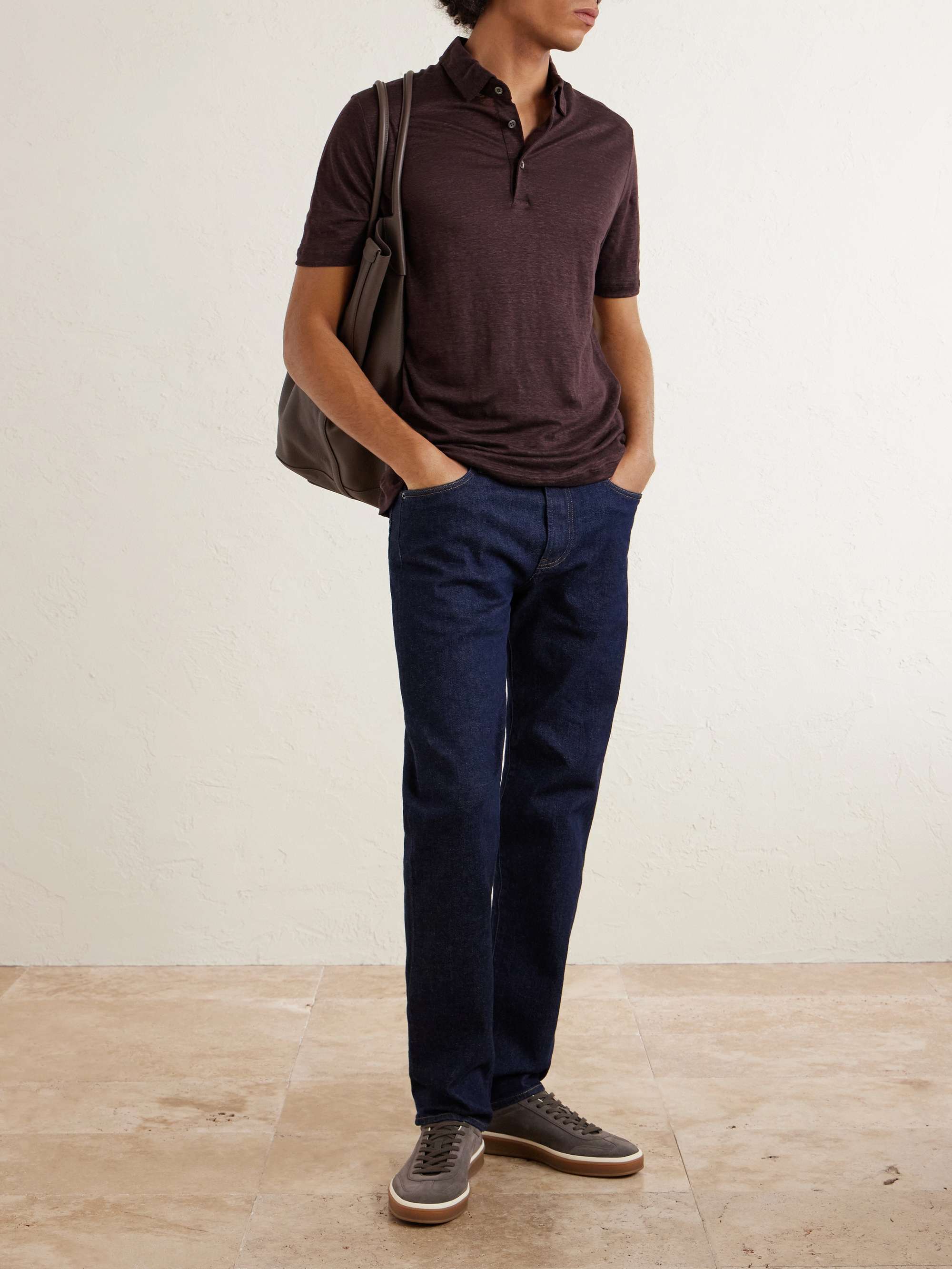 LORO PIANA كنزة بولو من كتّان الجيرسي