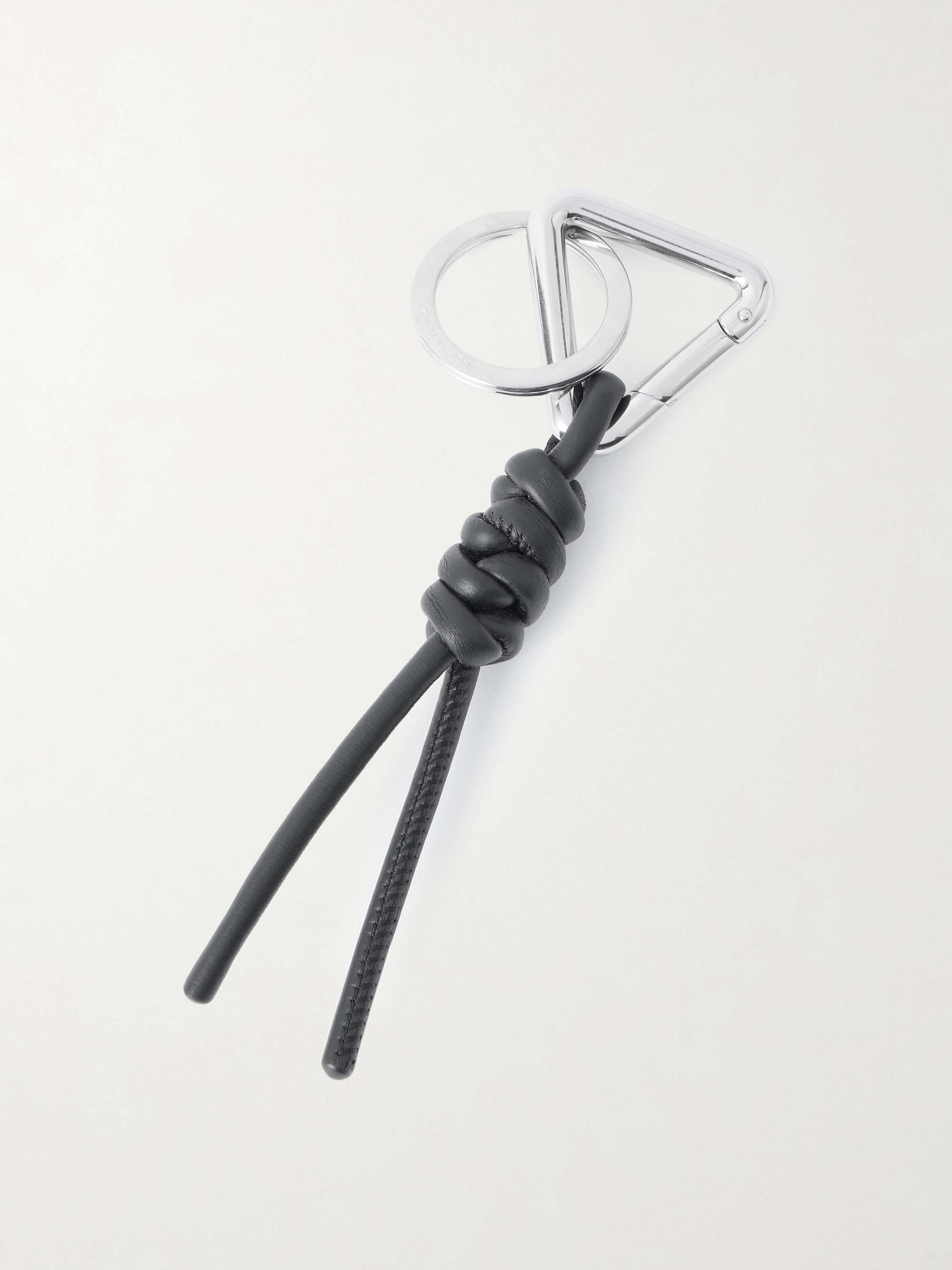 BOTTEGA VENETA Braided Leather and Silver-Tone Keyring