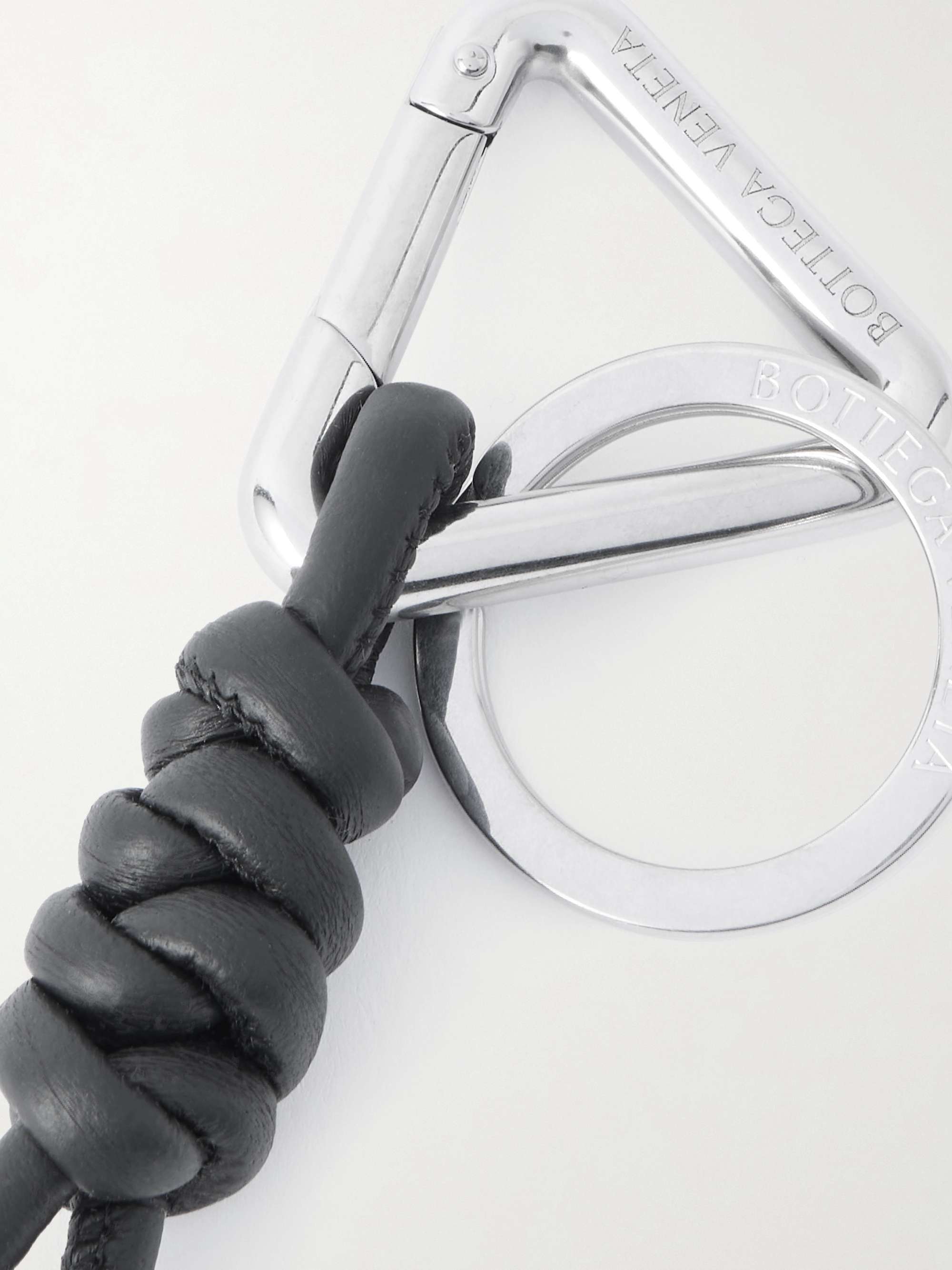 BOTTEGA VENETA Braided Leather and Silver-Tone Keyring