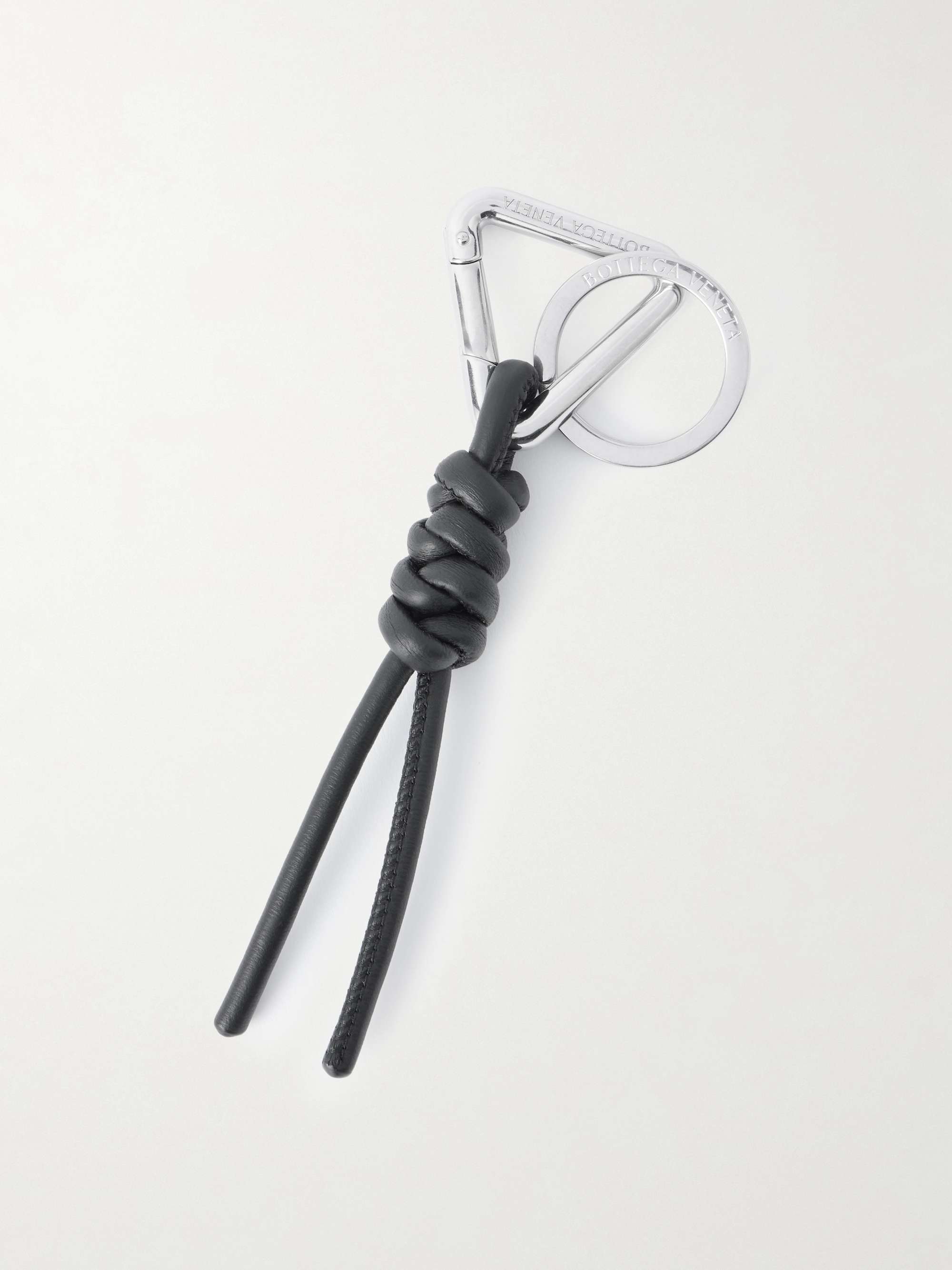BOTTEGA VENETA Braided Leather and Silver-Tone Keyring