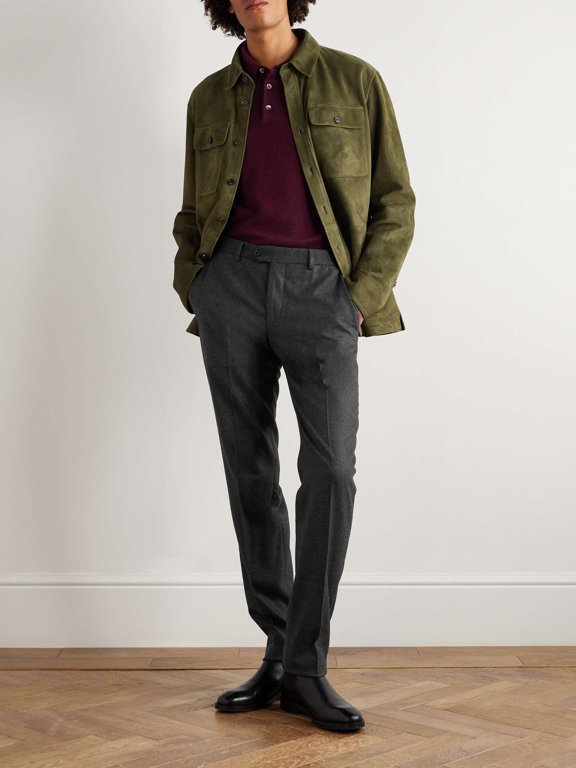 RUBINACCI Luca Slim-Fit Tapered Wool-Flannel Trousers