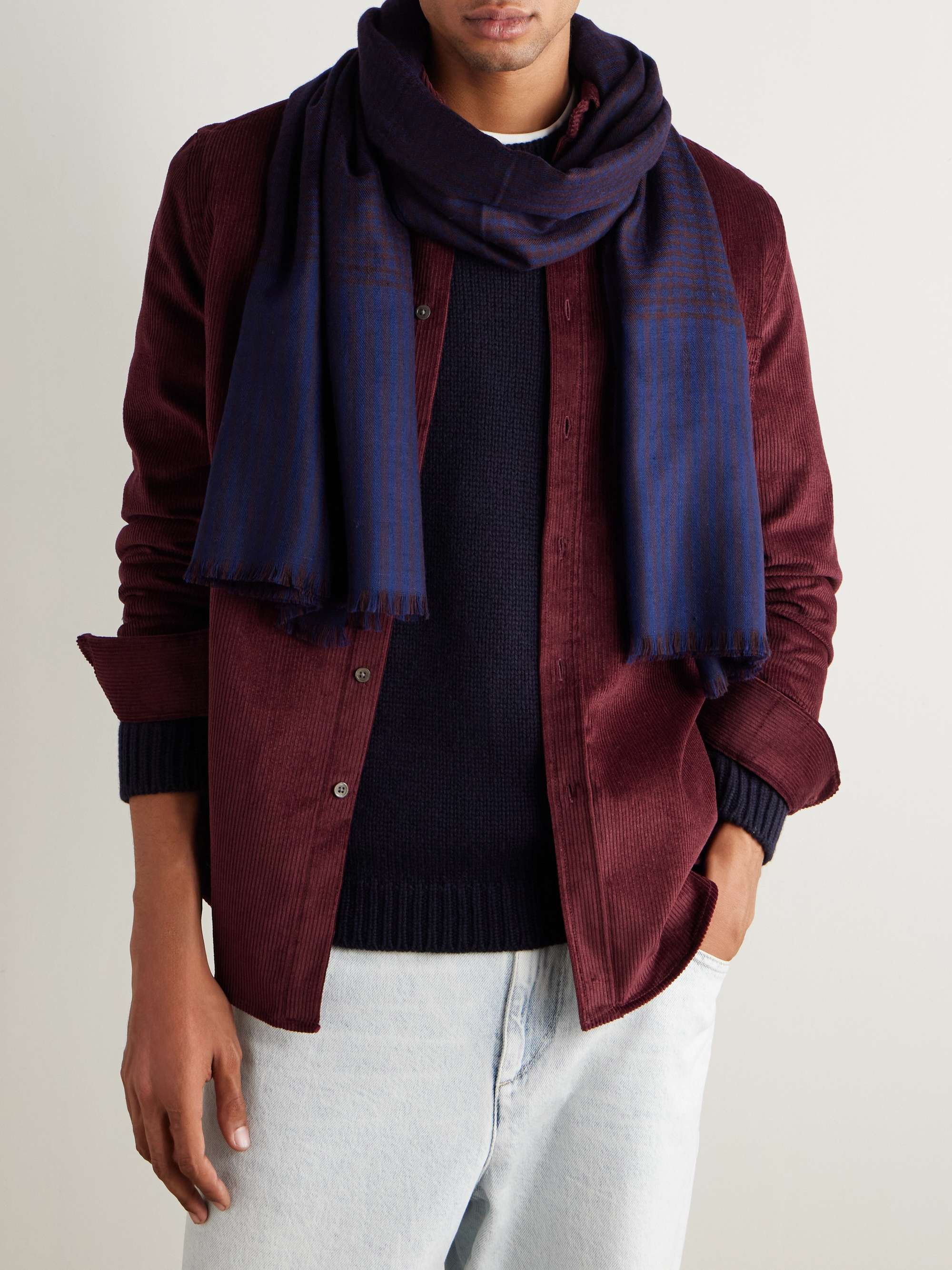 ANDERSON & SHEPPARD + Camoshita Checked Cashmere Scarf