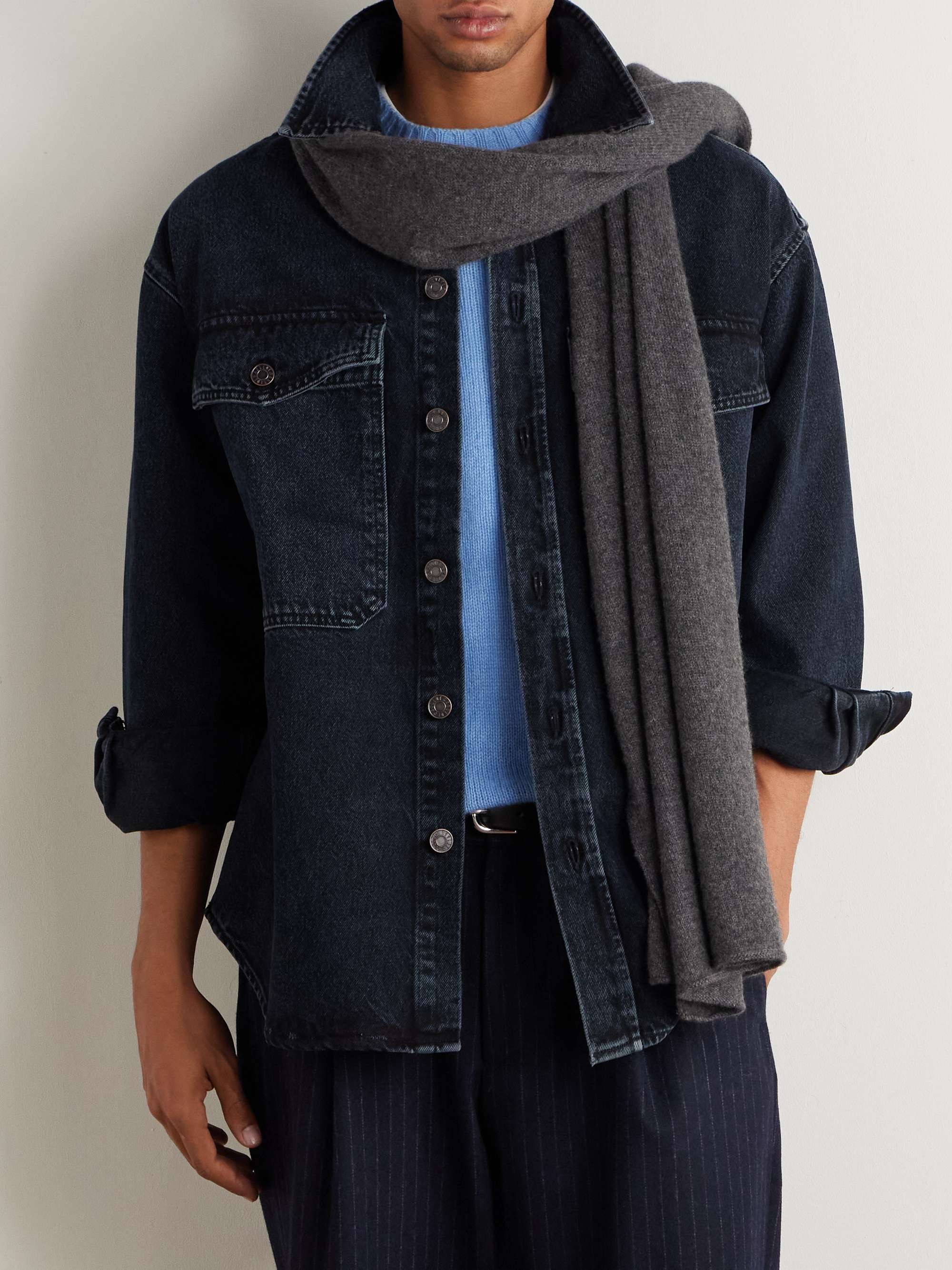 ANDERSON & SHEPPARD Ribbed Cashmere Scarf