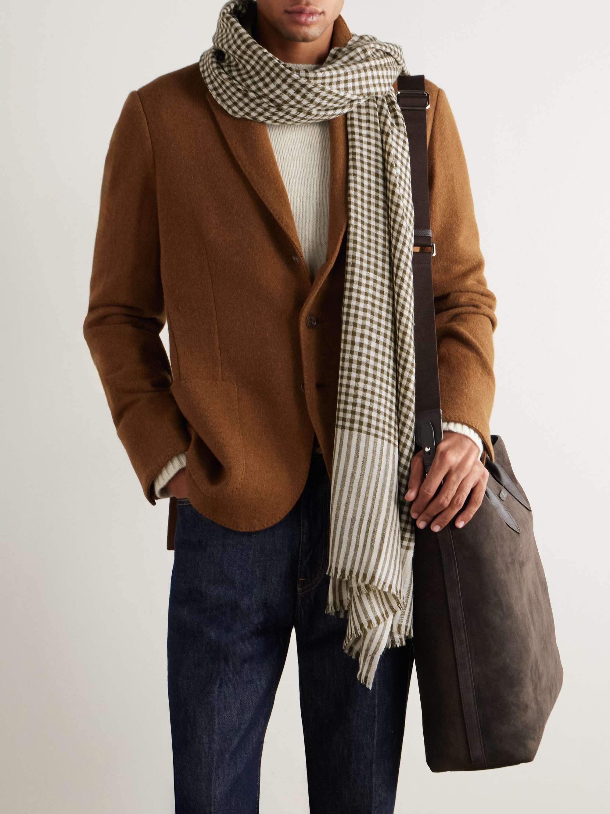 ANDERSON & SHEPPARD + Camoshita Checked Cashmere Scarf