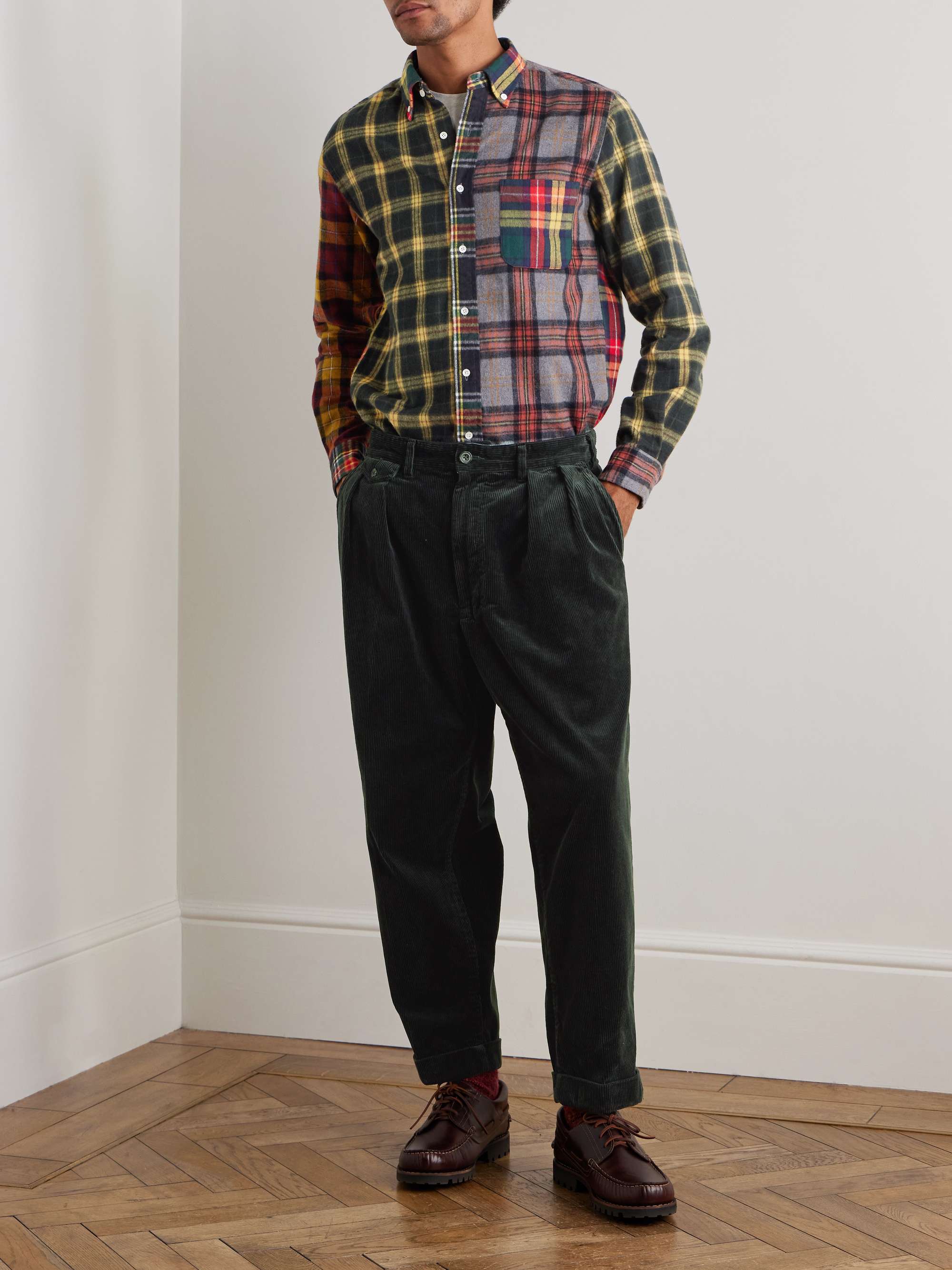 BEAMS PLUS Cropped Pleated Cotton-Corduroy Trousers
