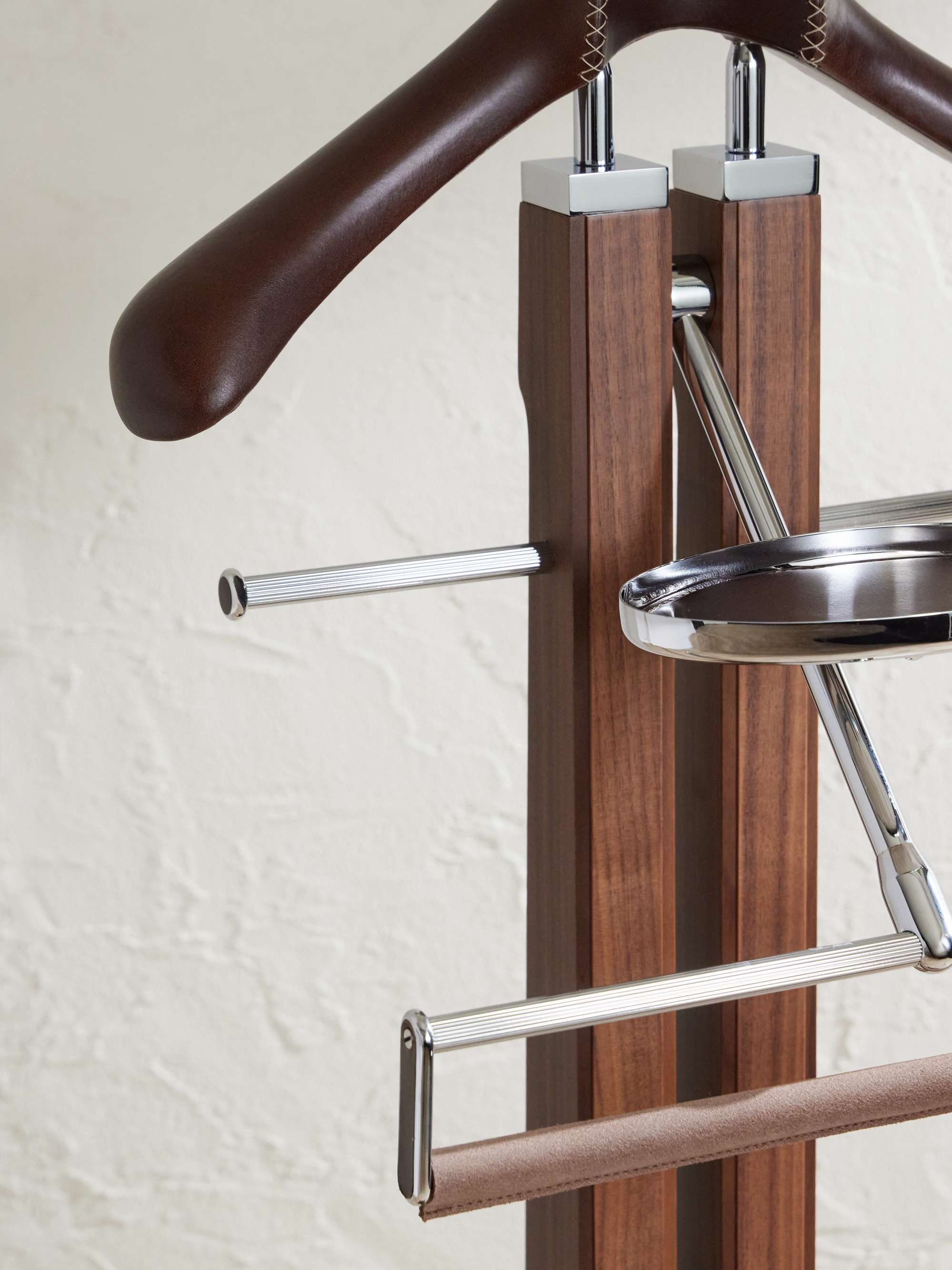 LORENZI MILANO Leather-Trimmed Mahogany Valet