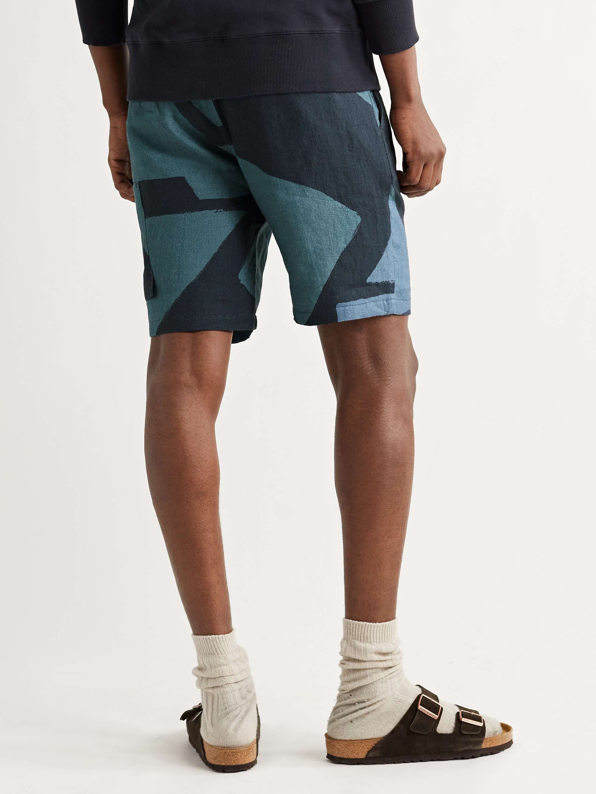 FOLK Assembly Printed Linen Drawstring Cargo Shorts