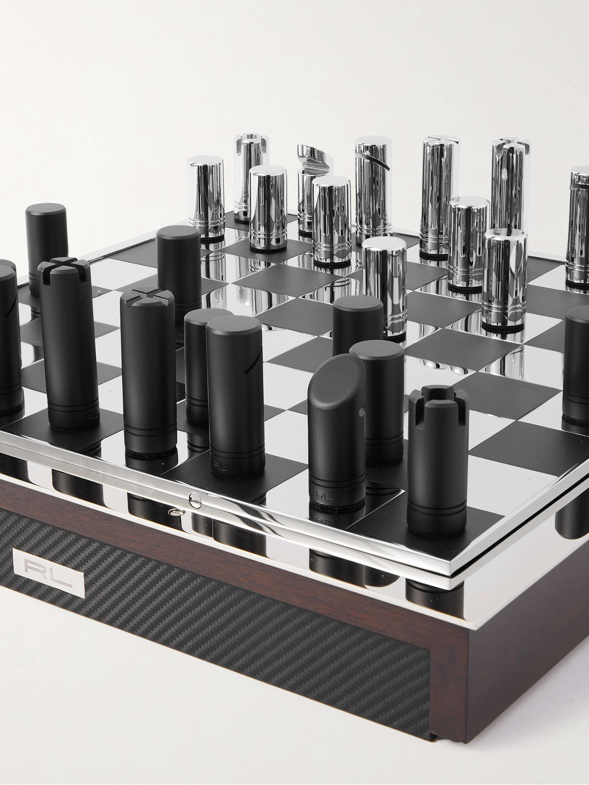 RALPH LAUREN HOME Sutton Walnut, Carbon Fibre and Nickel Chess Set