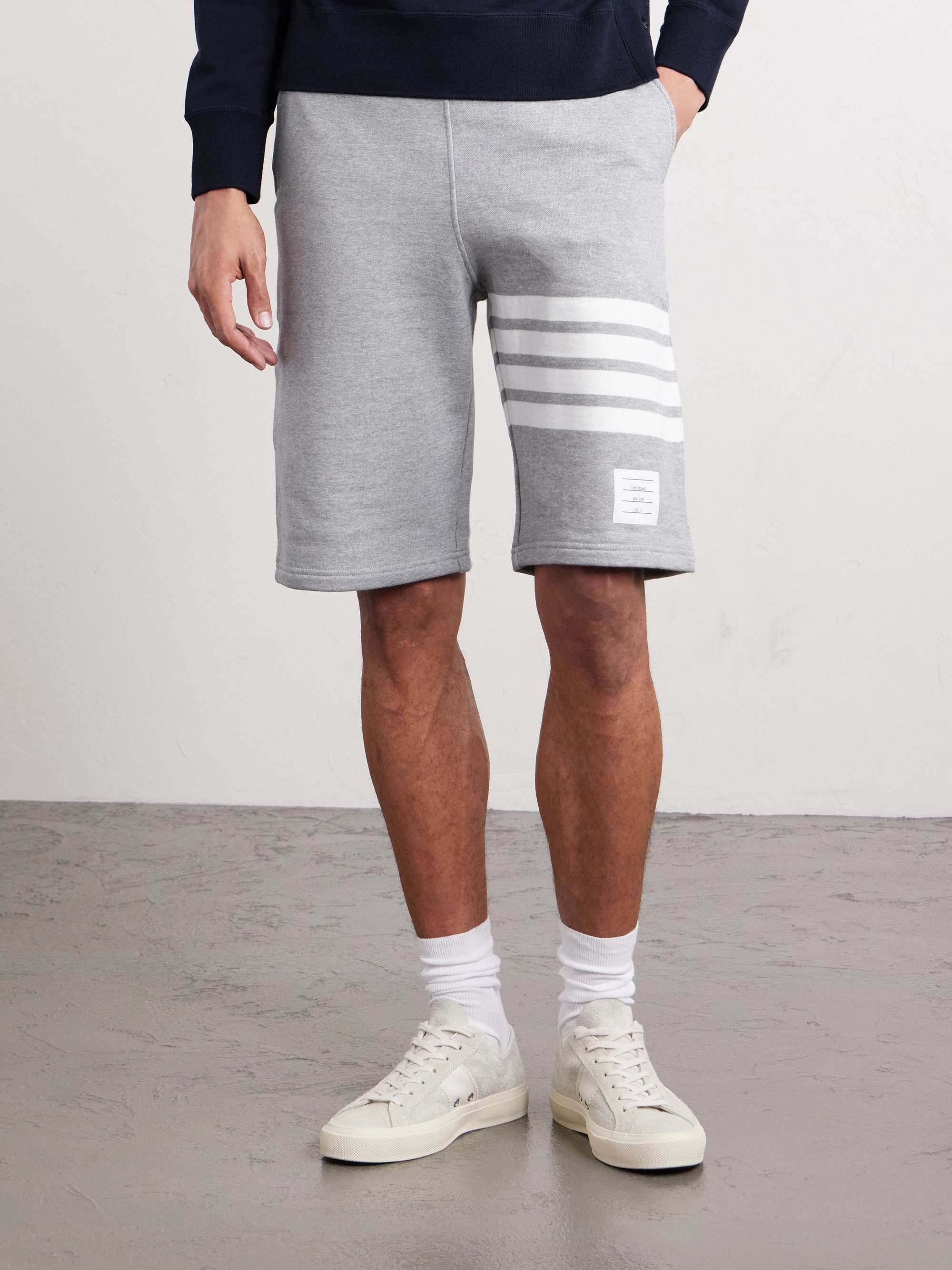 THOM BROWNE Shorts aus Baumwoll-Jersey mit Frotteeschlingen an der Innenseite und Streifen