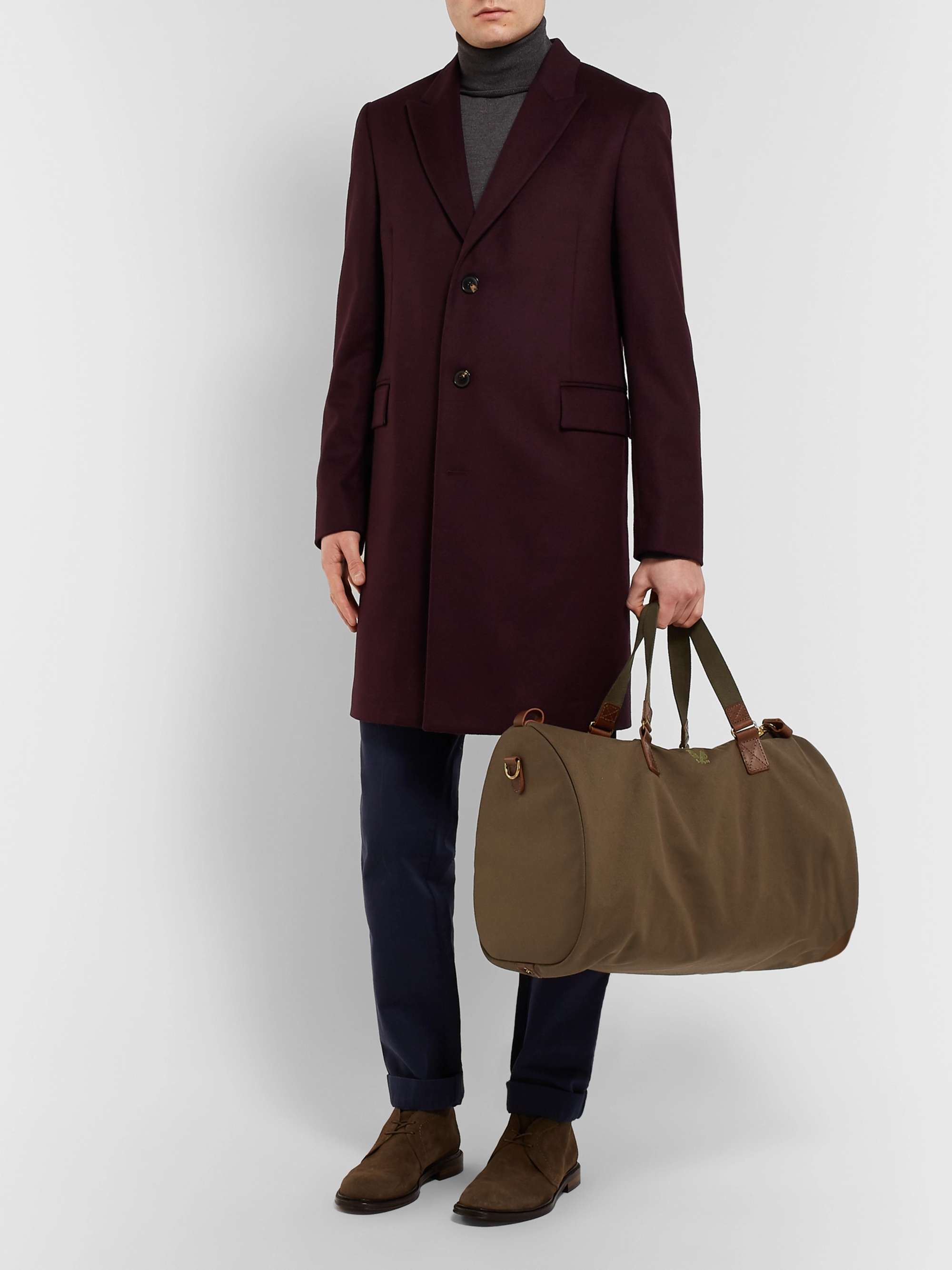 BENNETT WINCH Leather-Trimmed Cotton-Canvas Suit Carrier and Holdall