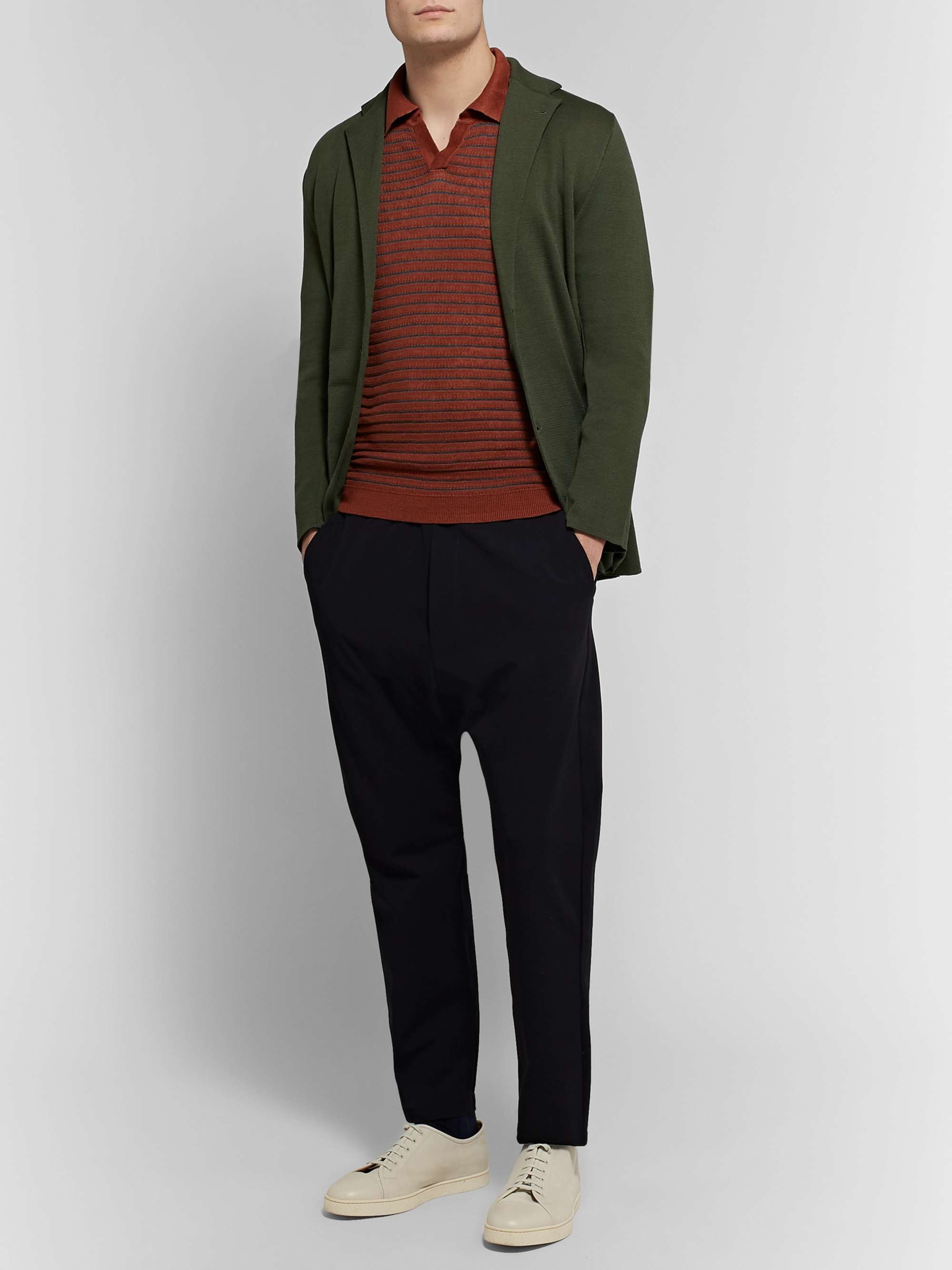 LARDINI Brown Slim-Fit Unstructured Cotton Blazer