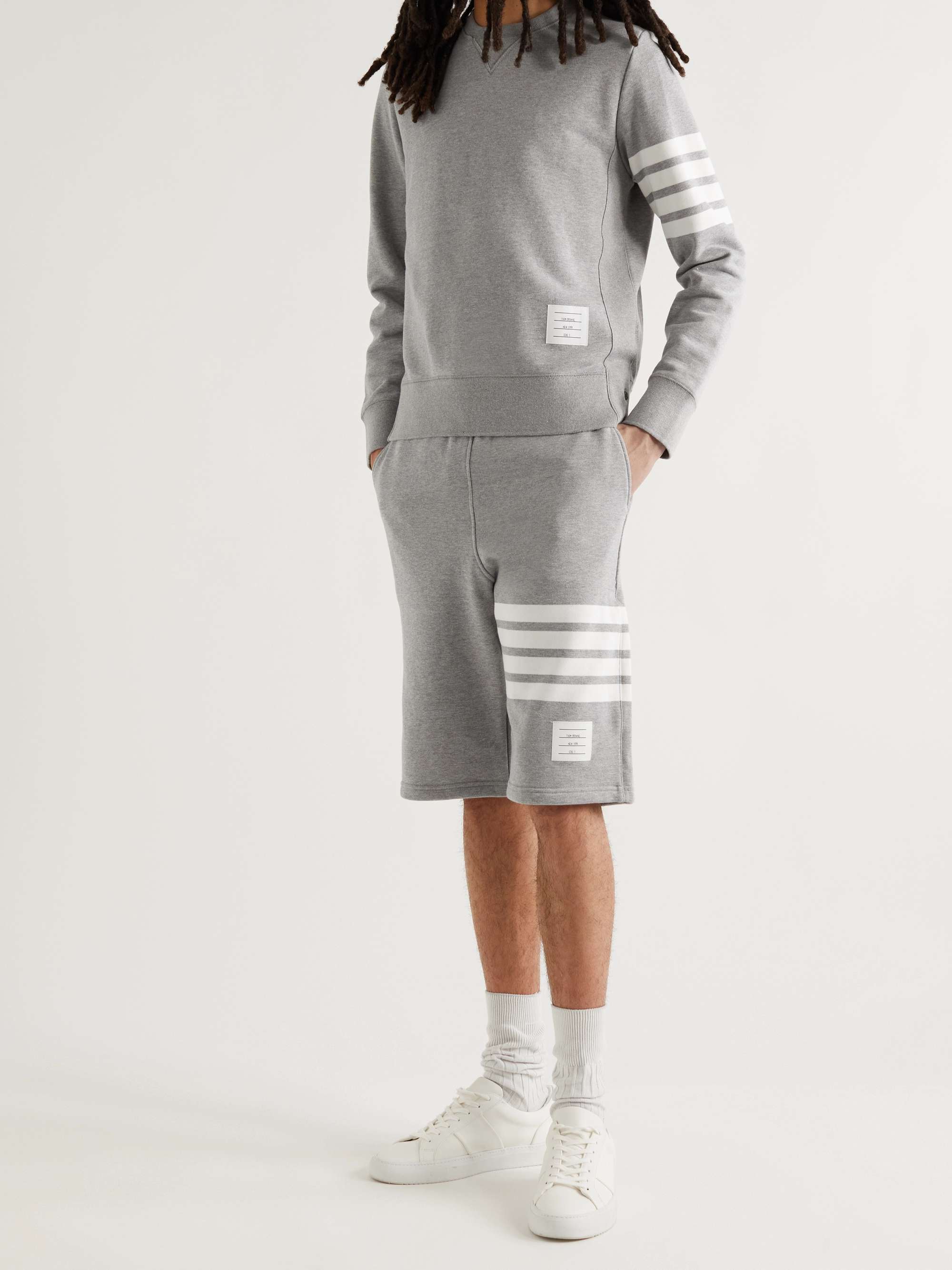 THOM BROWNE Slim-Fit Striped Loopback Cotton-Jersey Sweatshirt