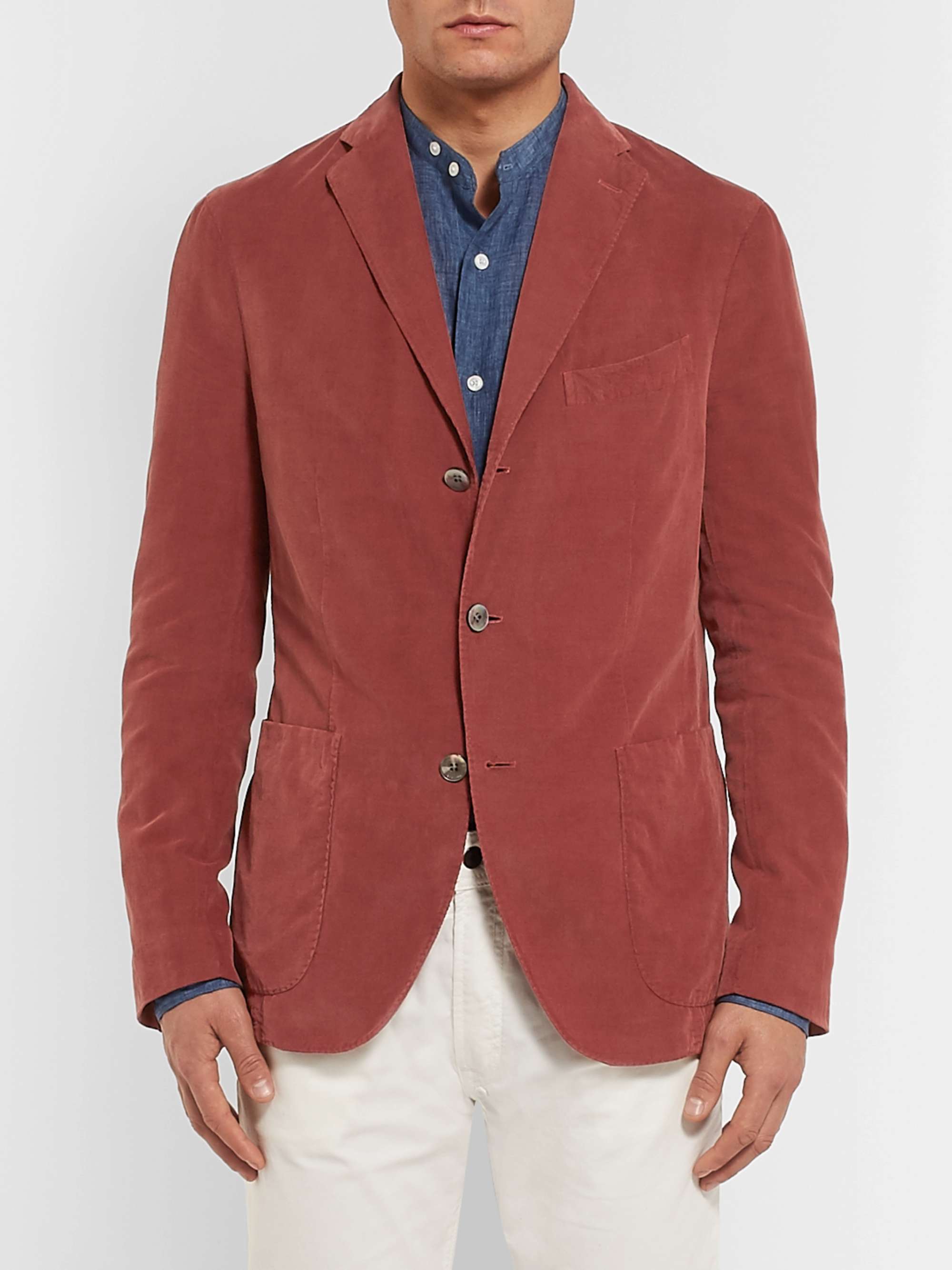 BOGLIOLI Navy Unstructured Cotton-Corduroy Blazer