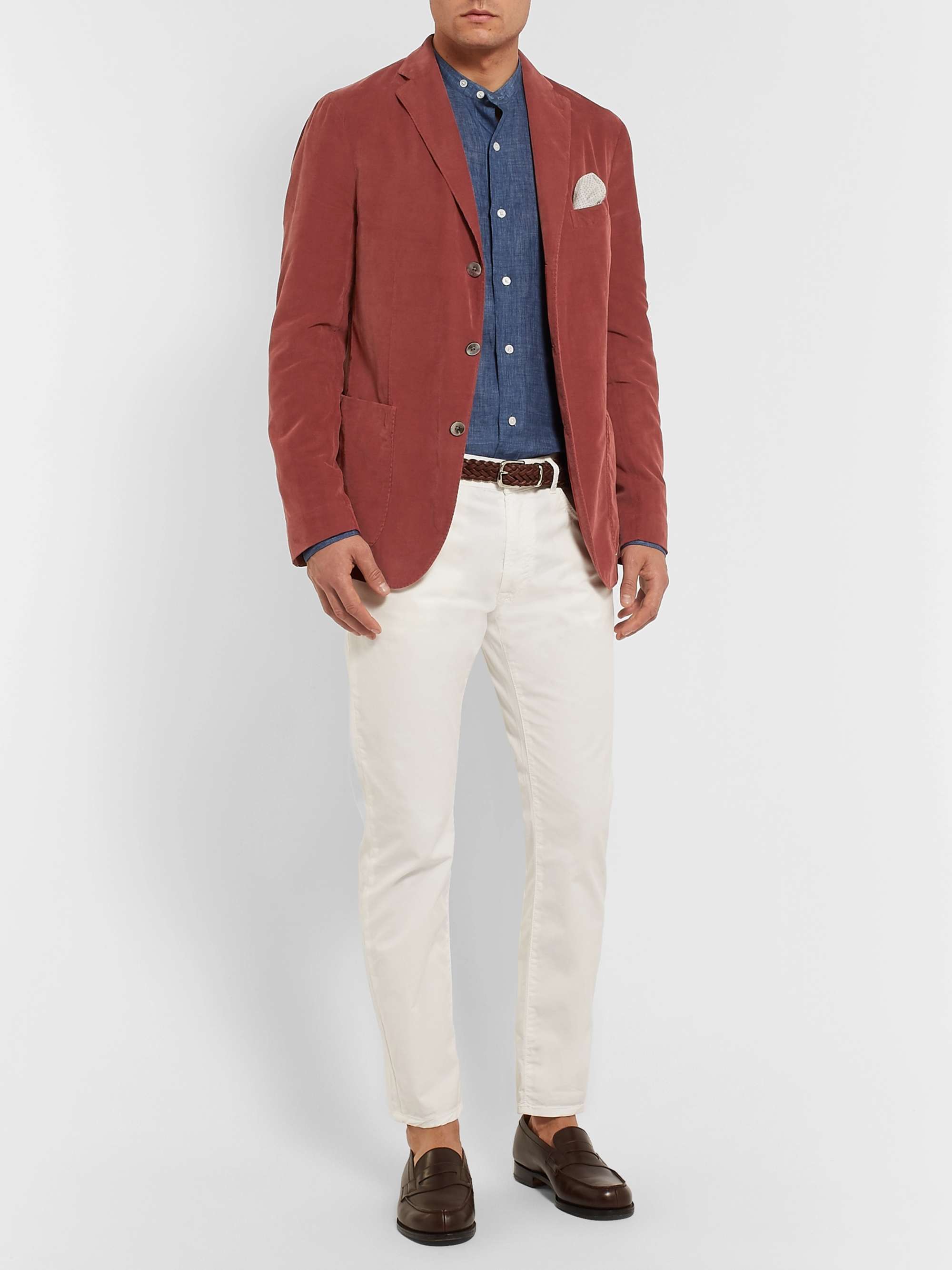 BOGLIOLI Navy Unstructured Cotton-Corduroy Blazer