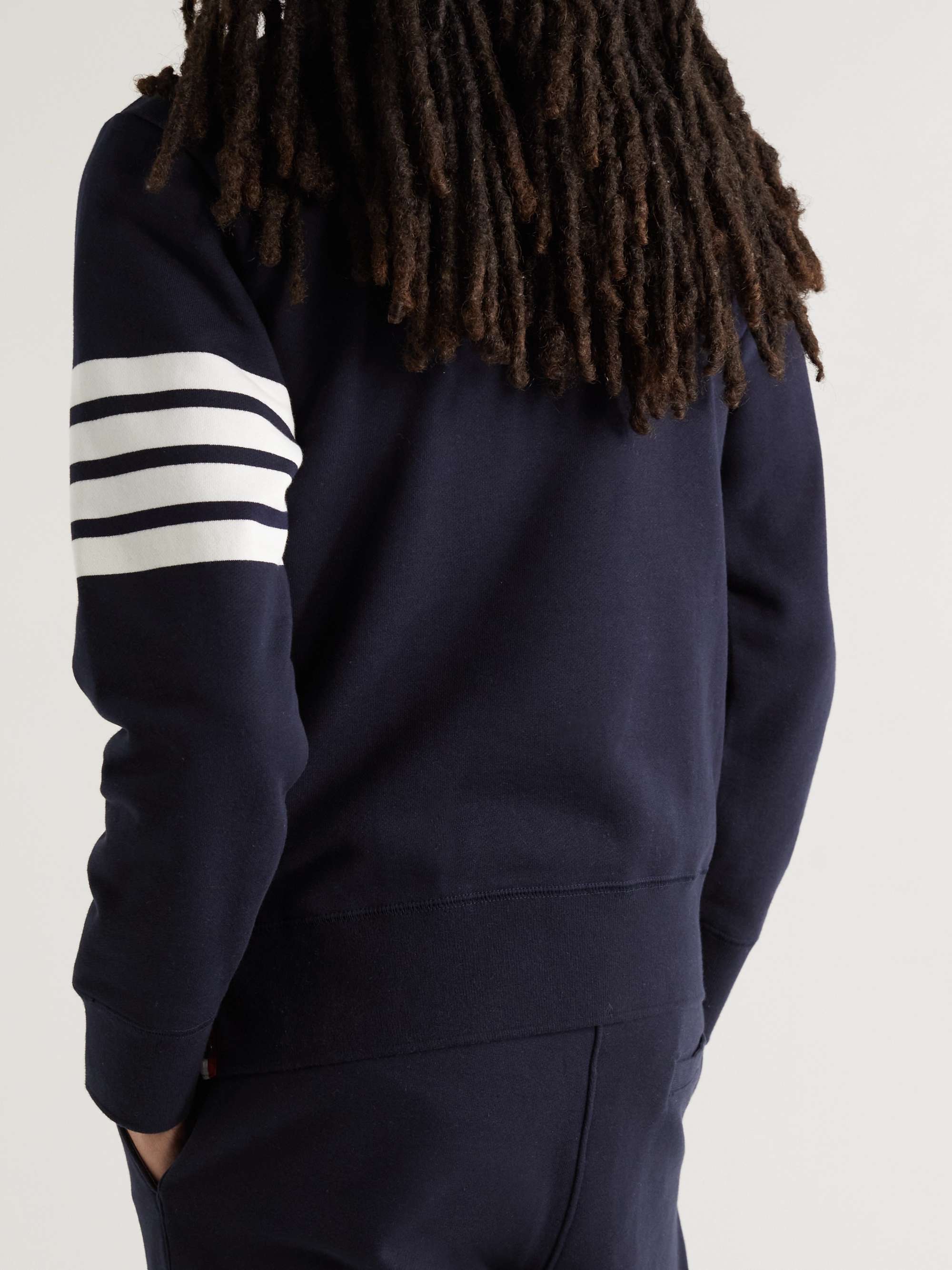 THOM BROWNE Slim-Fit Striped Loopback Cotton-Jersey Sweatshirt