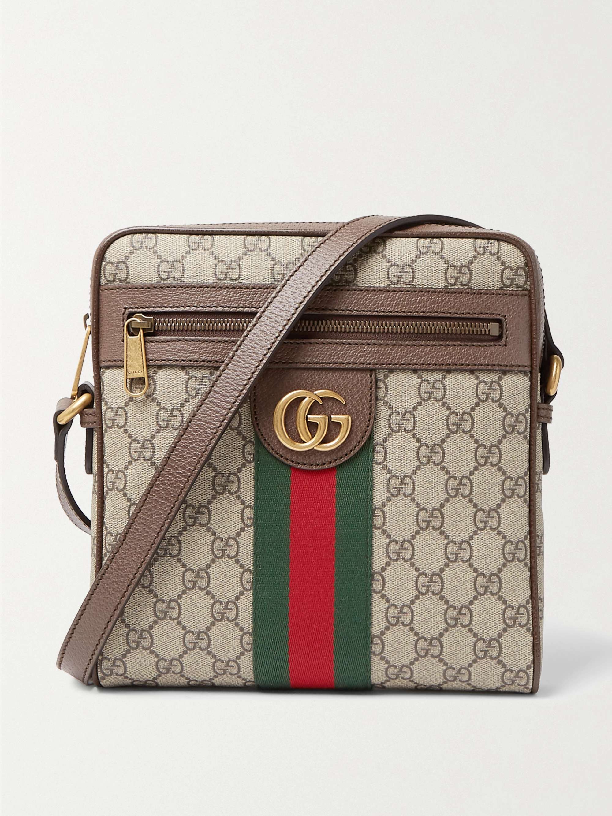 GUCCI Ophidia Leather-Trimmed Monogrammed Coated-Canvas Messenger Bag for  Men