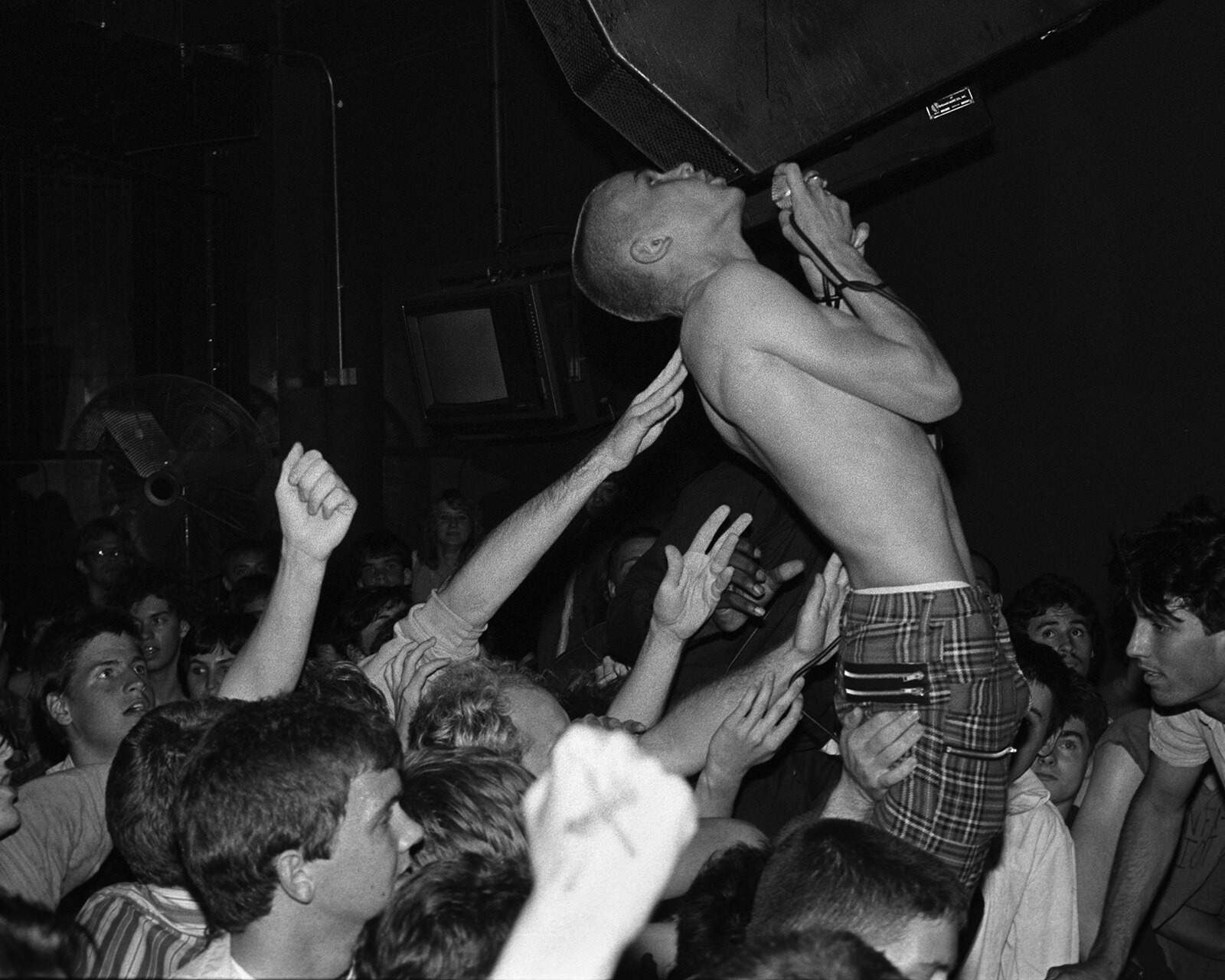 Punk rocker making a hardcore hand gesture Stock Photo by