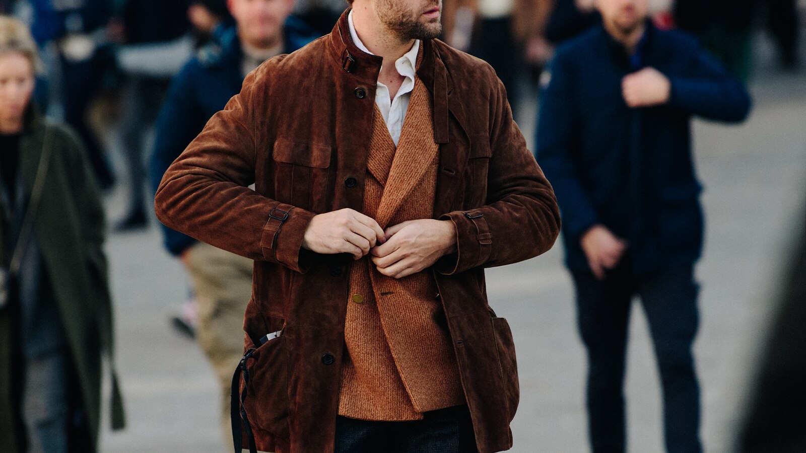 leather jacket under coat