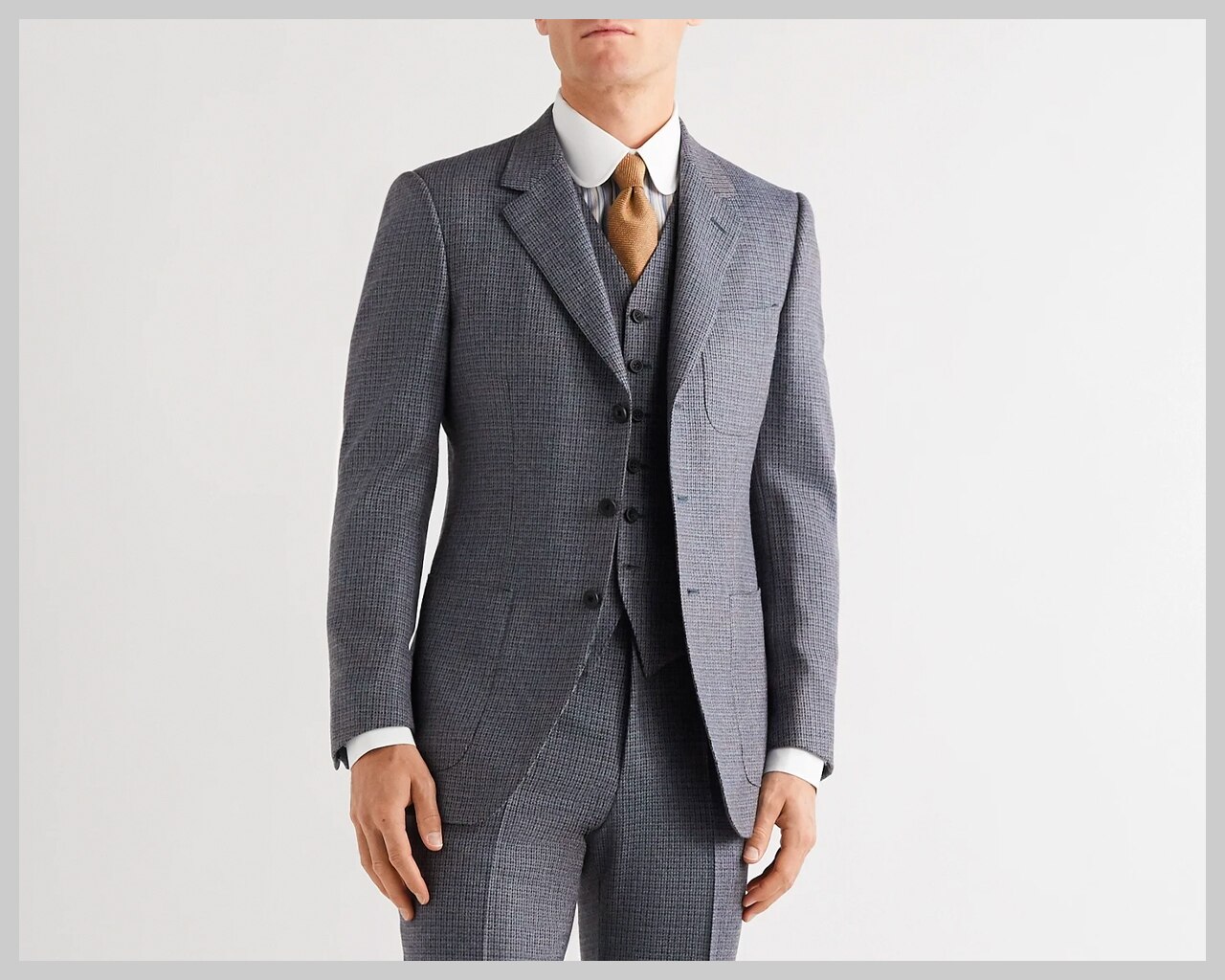 Men 3Pcs Wool Blend Herringbone Check Tan Dark Green Stripe Tuxedo Blazer Custom 