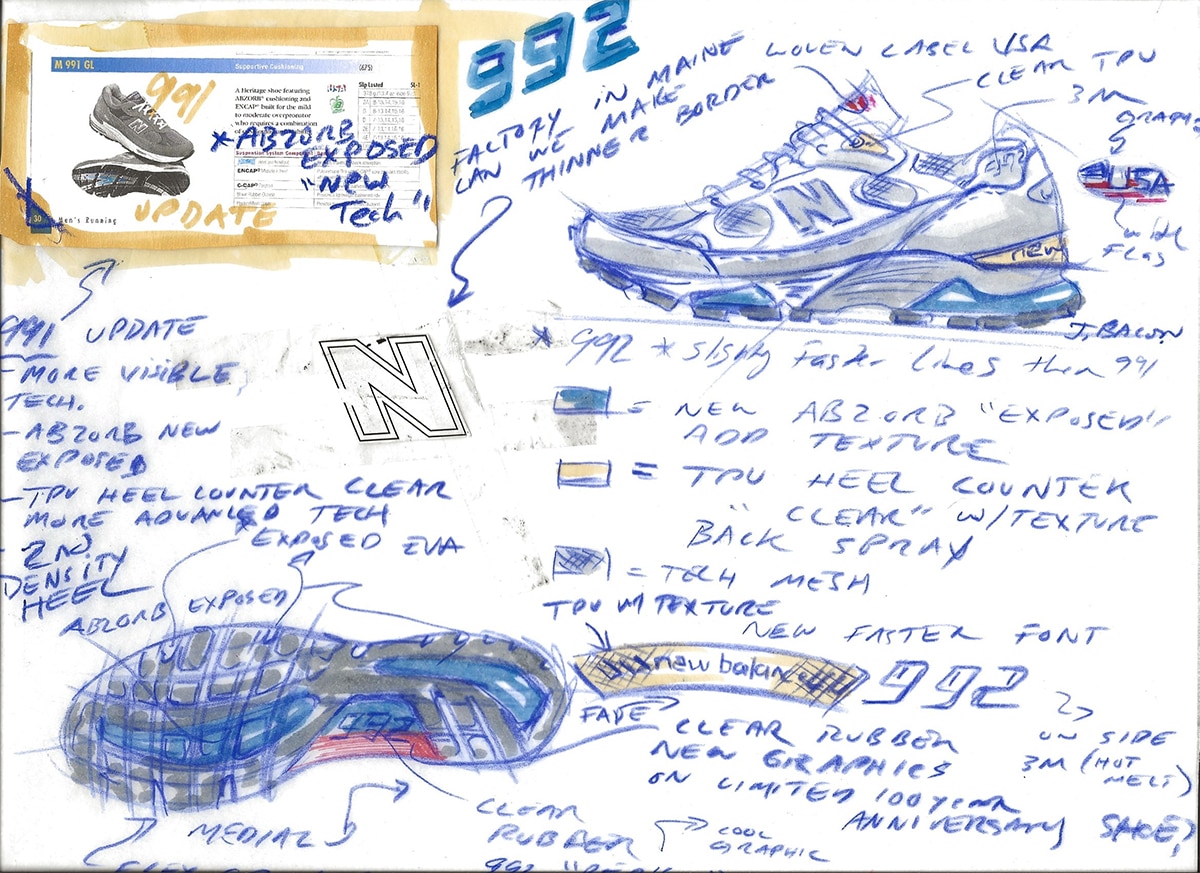 new balance 990 drawing