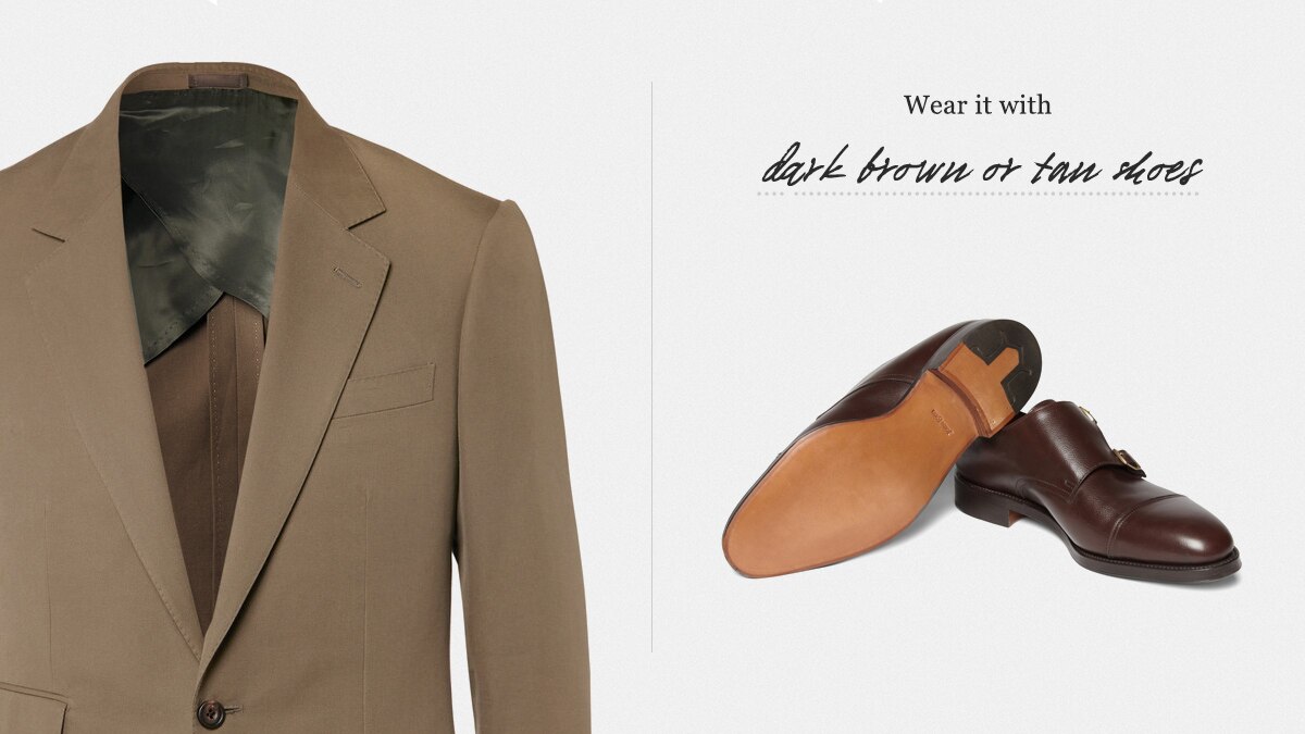 Tan suit sales what color shoes