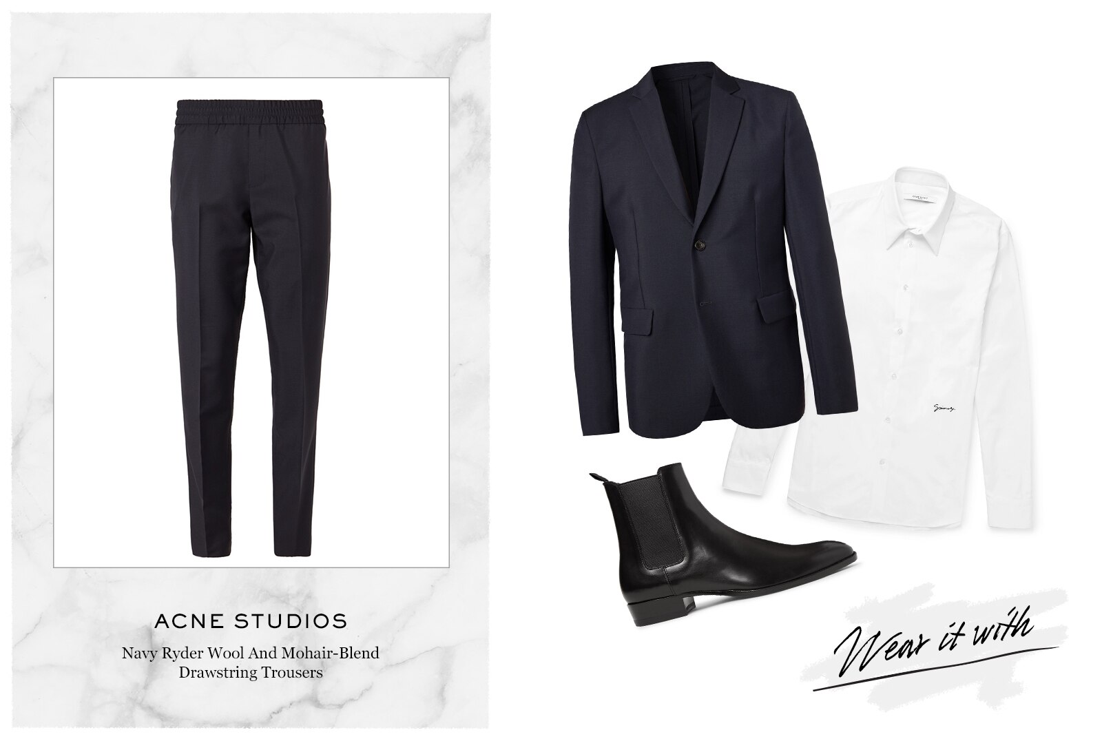 footwear with blazer