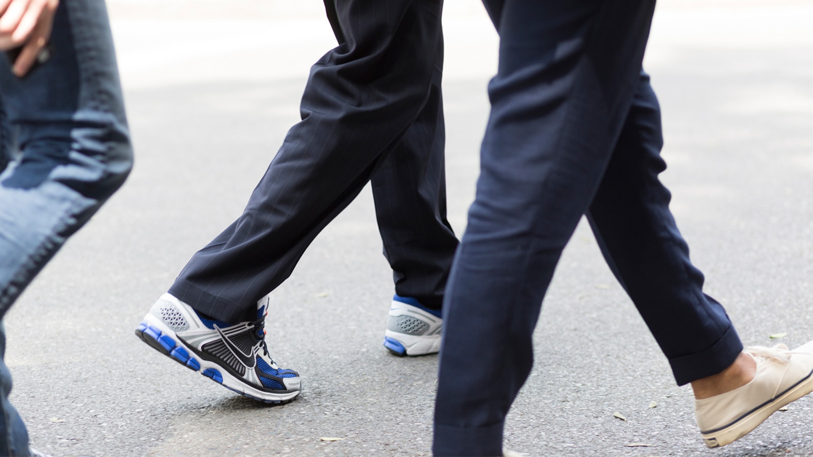 suit with sneakers