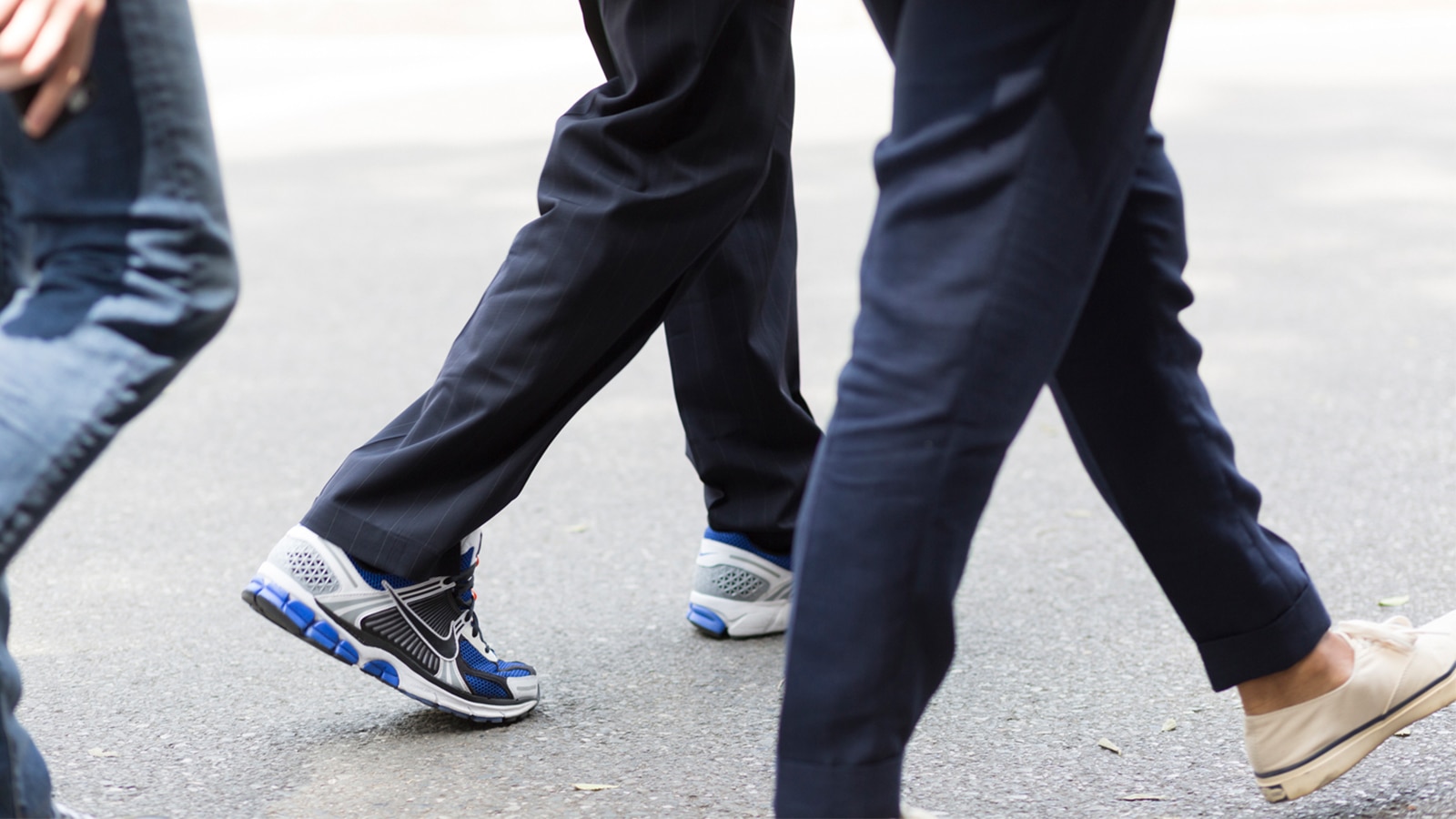 suit on sneakers