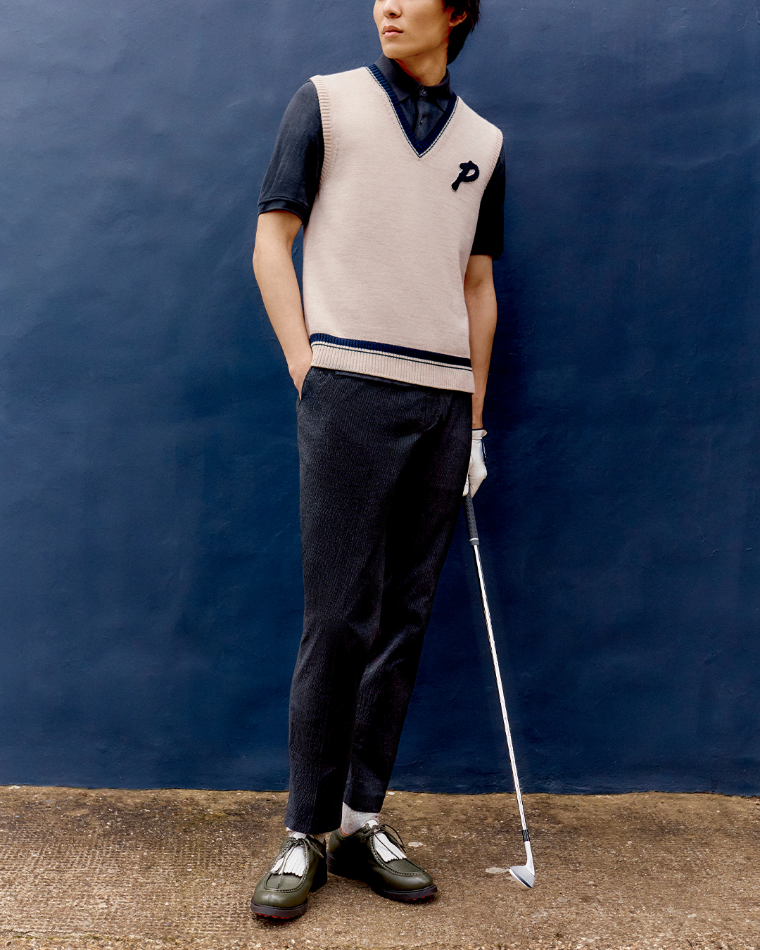 FR2 GOLF MOONSHOT ストライプモックネックTシャツ　黒　M FR2 GOLF MOONSHOT ストライプモックネックTシャツ 黒 L