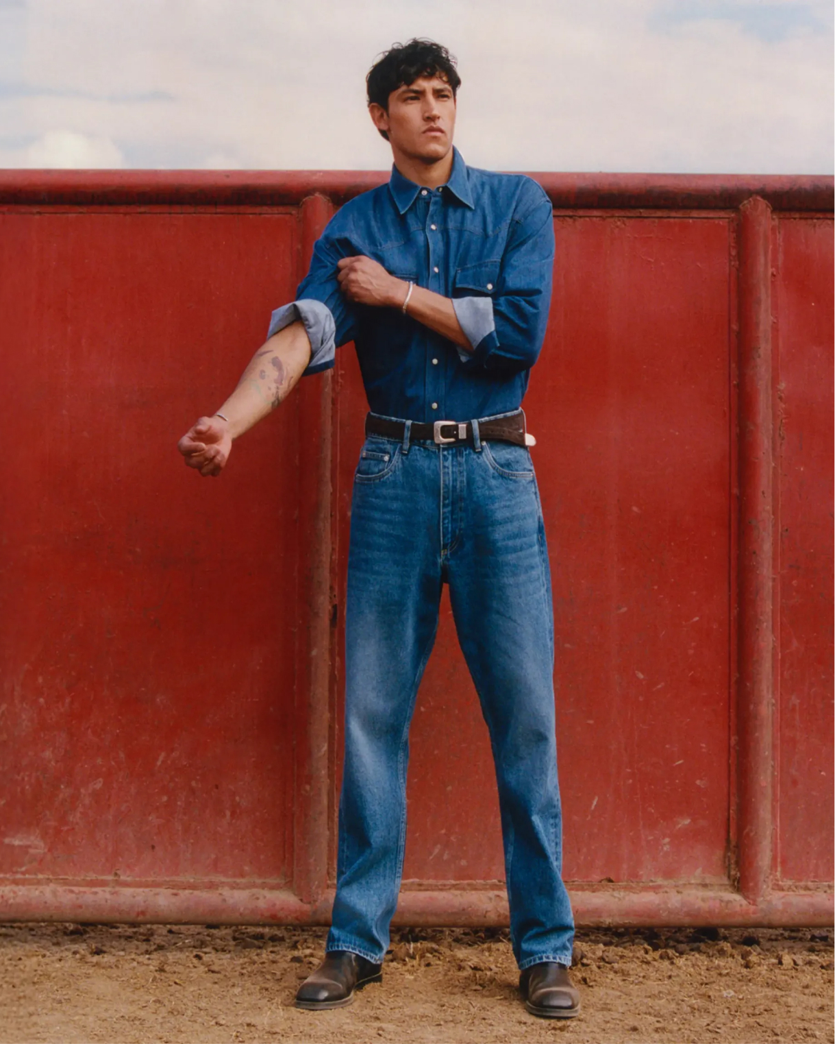 dress shirt with dark blue jeans Dark Blue Washed Denim Shirt 100% Cotton