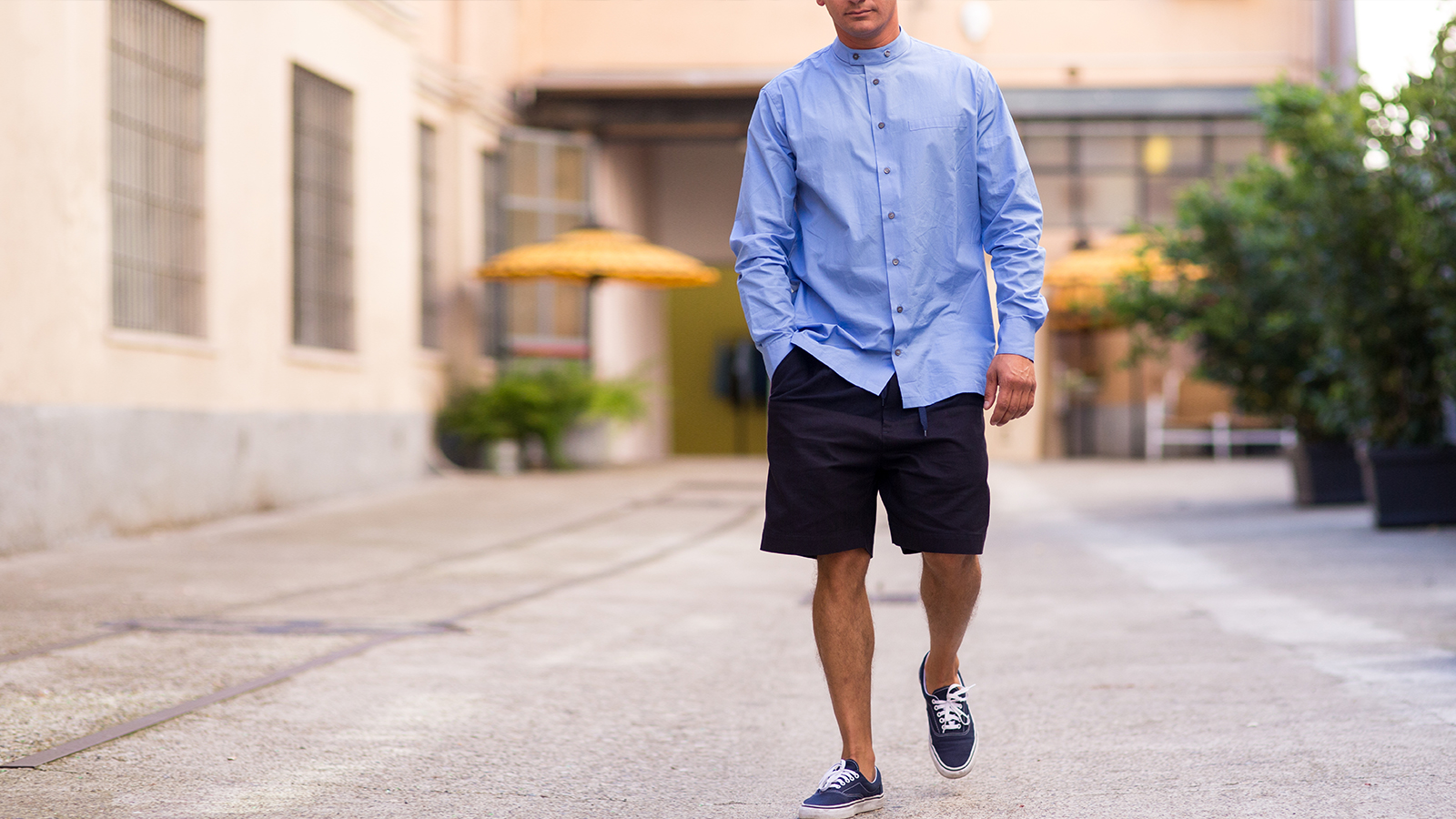 how to wear a dress shirt with shorts Men's Outfit Inspo to dress up a pair of shorts 1. Layer with a Blazer: Throw on a lightweight blazer over your tee or button-upthis instantly sharpens the look and balances the